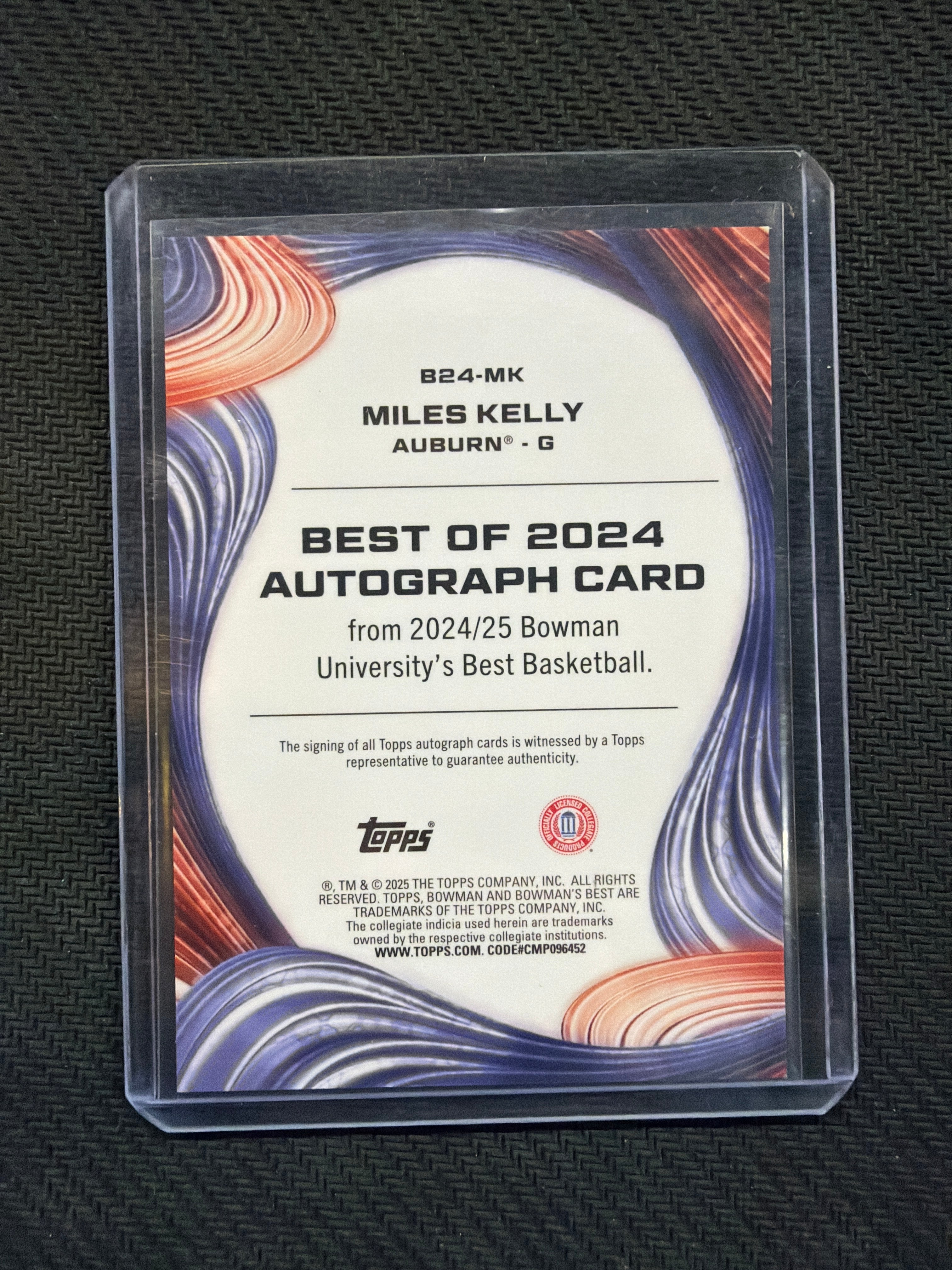 2024-25 Bowman U Best Miles Kelly Rookie Auto Auburn