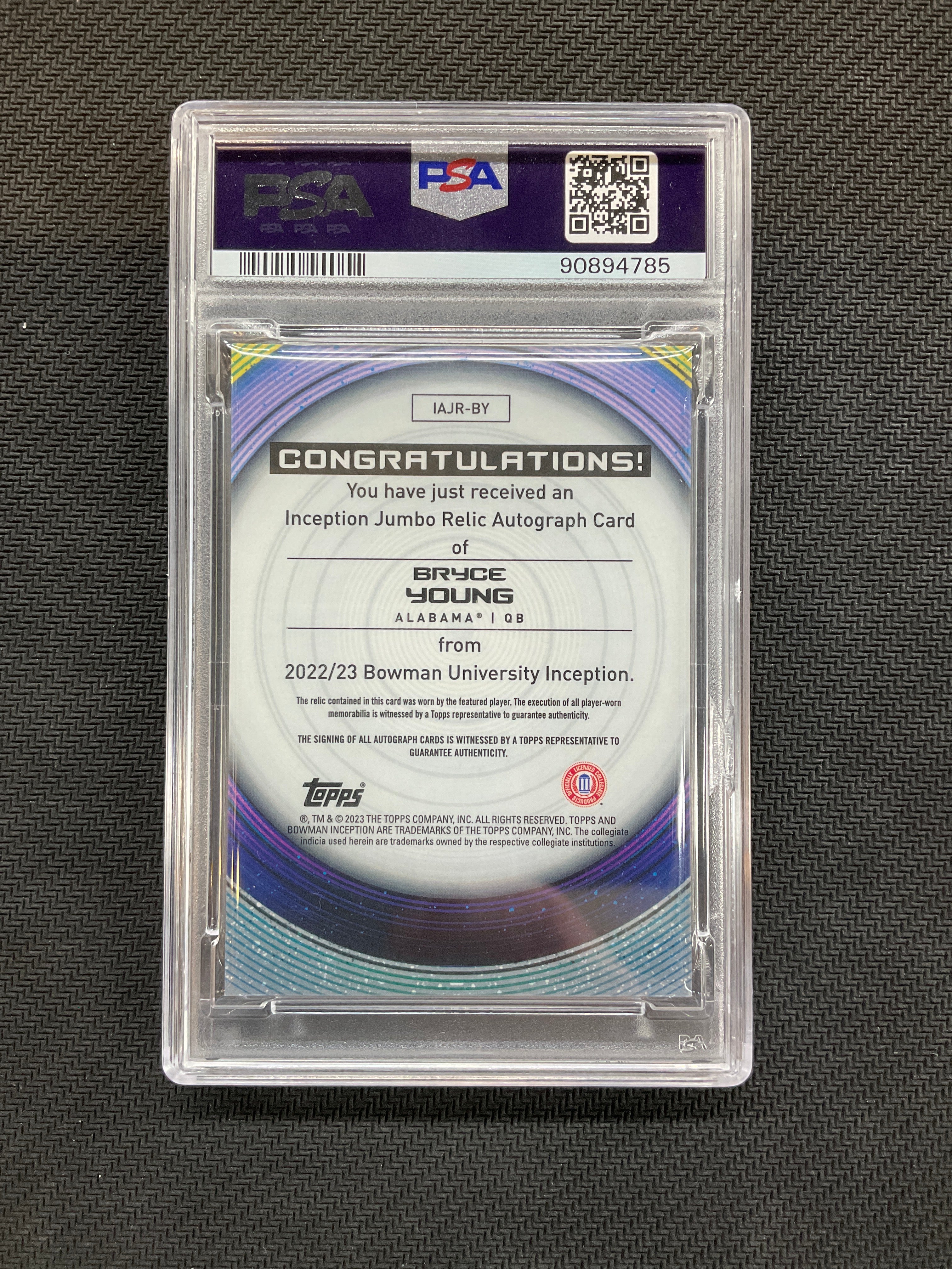 2022 Bowman U Inception Bryce Young Patch Auto /199 PSA 10 Alabama 785