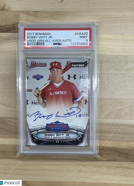 2017 Bowman Under Armour All-American Autograph Bobby Witt JR. Undr Arm. All Amer. Autograph #UAA20 PSA 9