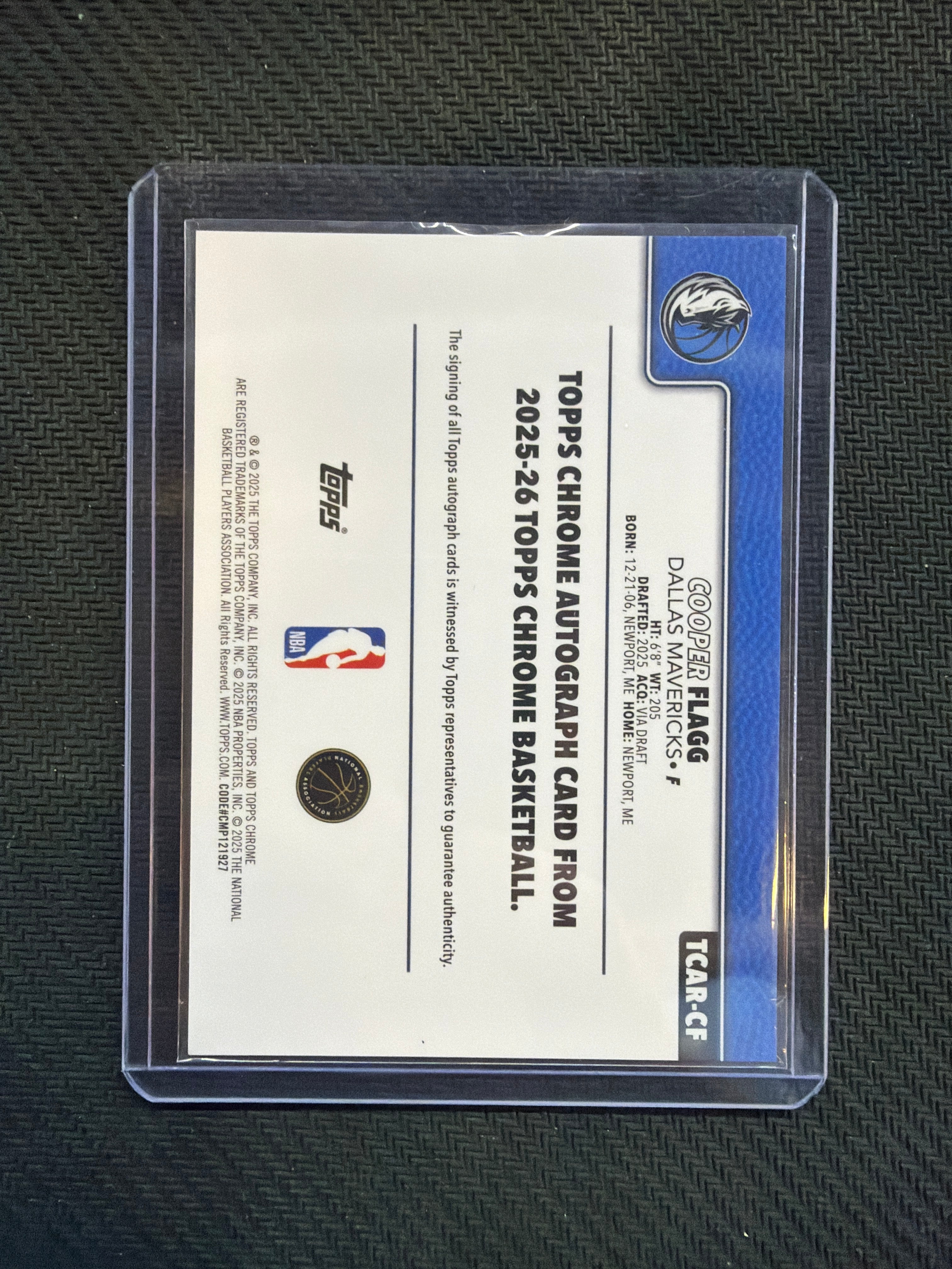 2025 Topps Chrome NBA Cooper Flag Rookie Auto Mavericks
