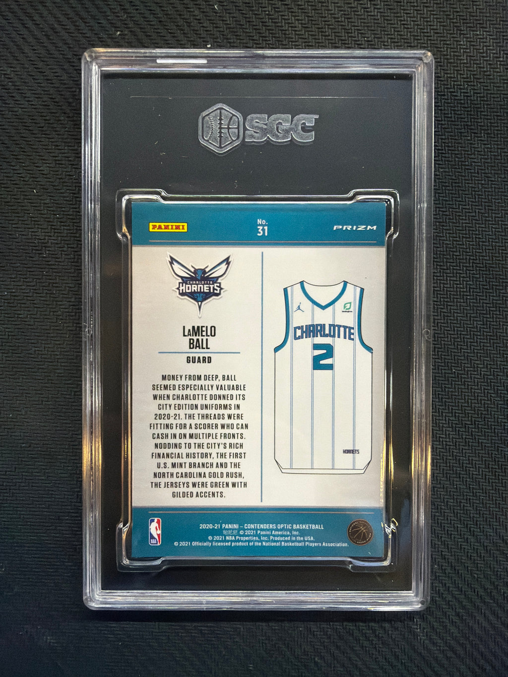 2020-21 Panini Contenders Optic Lamelo Ball Uniformity SGC 9.5 Hornets