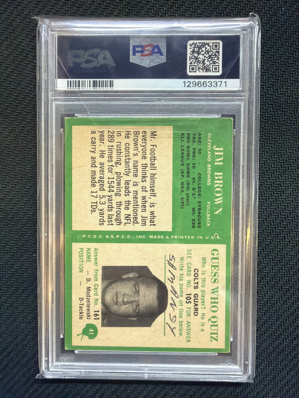 1966 Philadelphia Jim Brown #41 PSA 3 Browns
