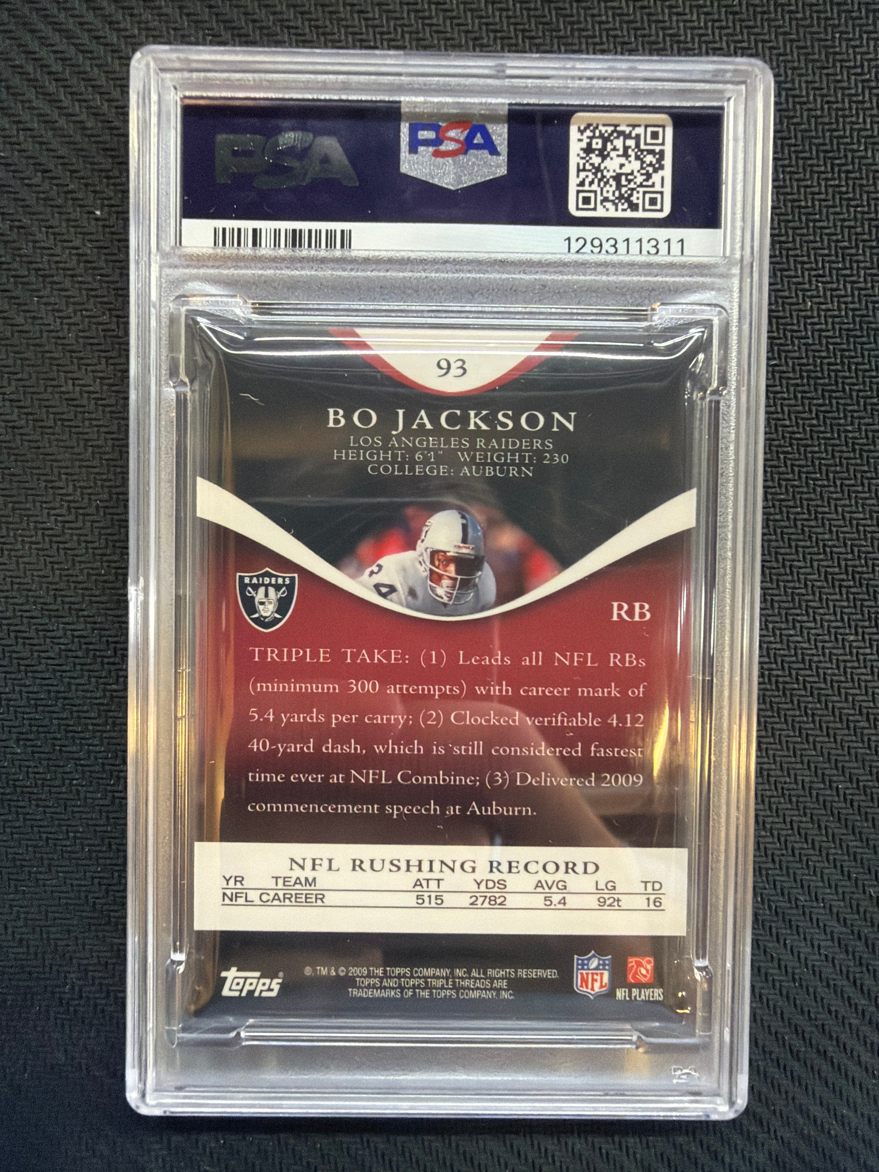 2009 Topps Triple Threads Bo Jackson #93 /799 PSA 7 Raiders