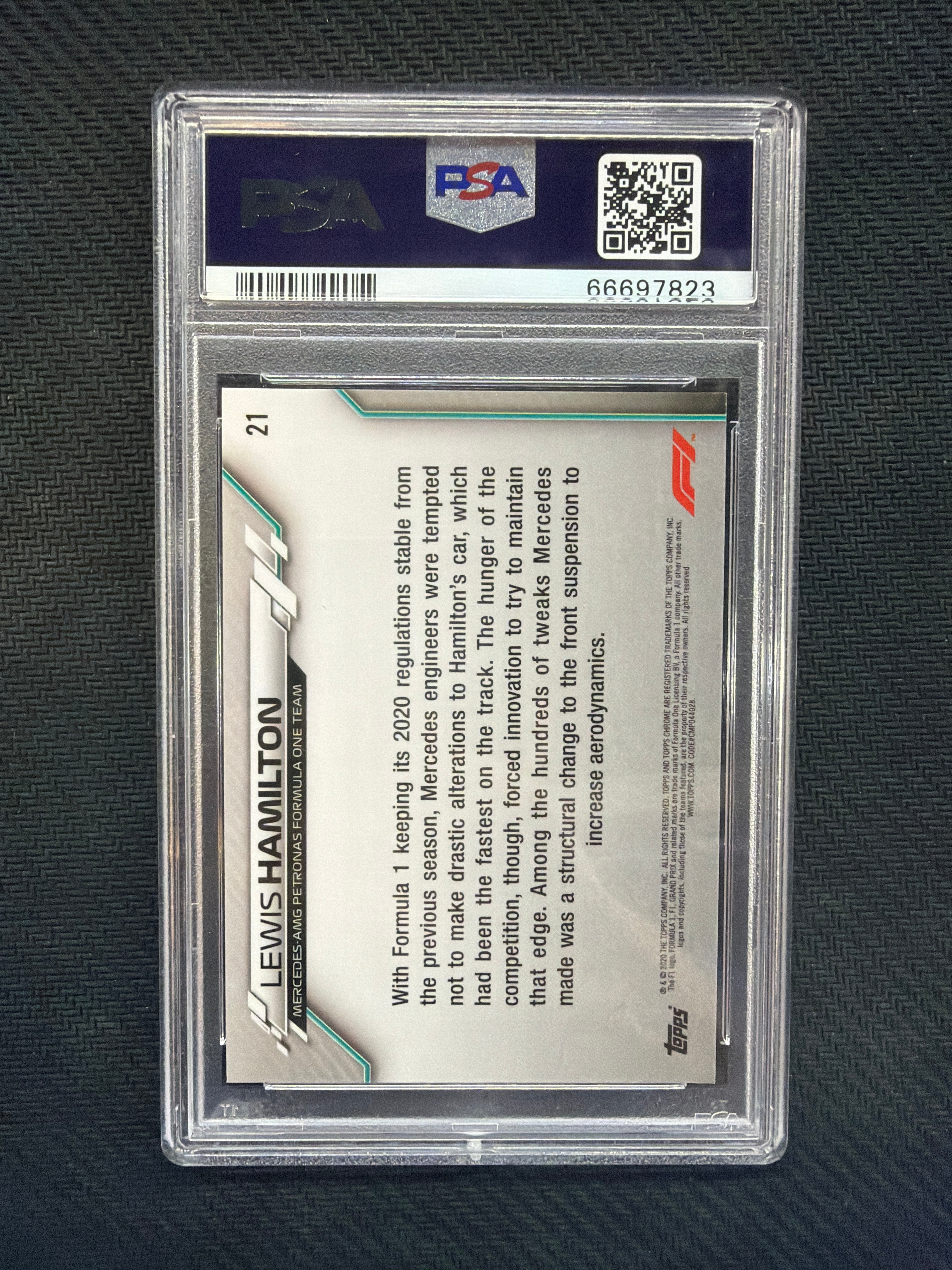 2020 Topps Chrome F1 Lewis Hamilton #21 PSA 10 Mercedes 823