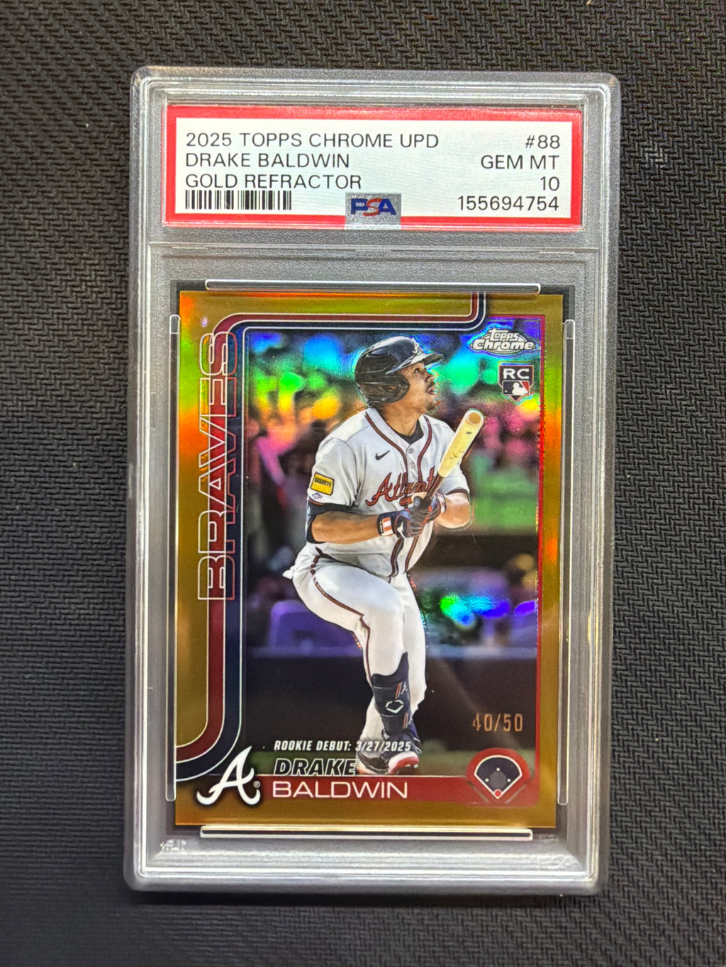 2025 Topps Chrome Update Drake Baldwin Gold /50 PSA 10 Braves