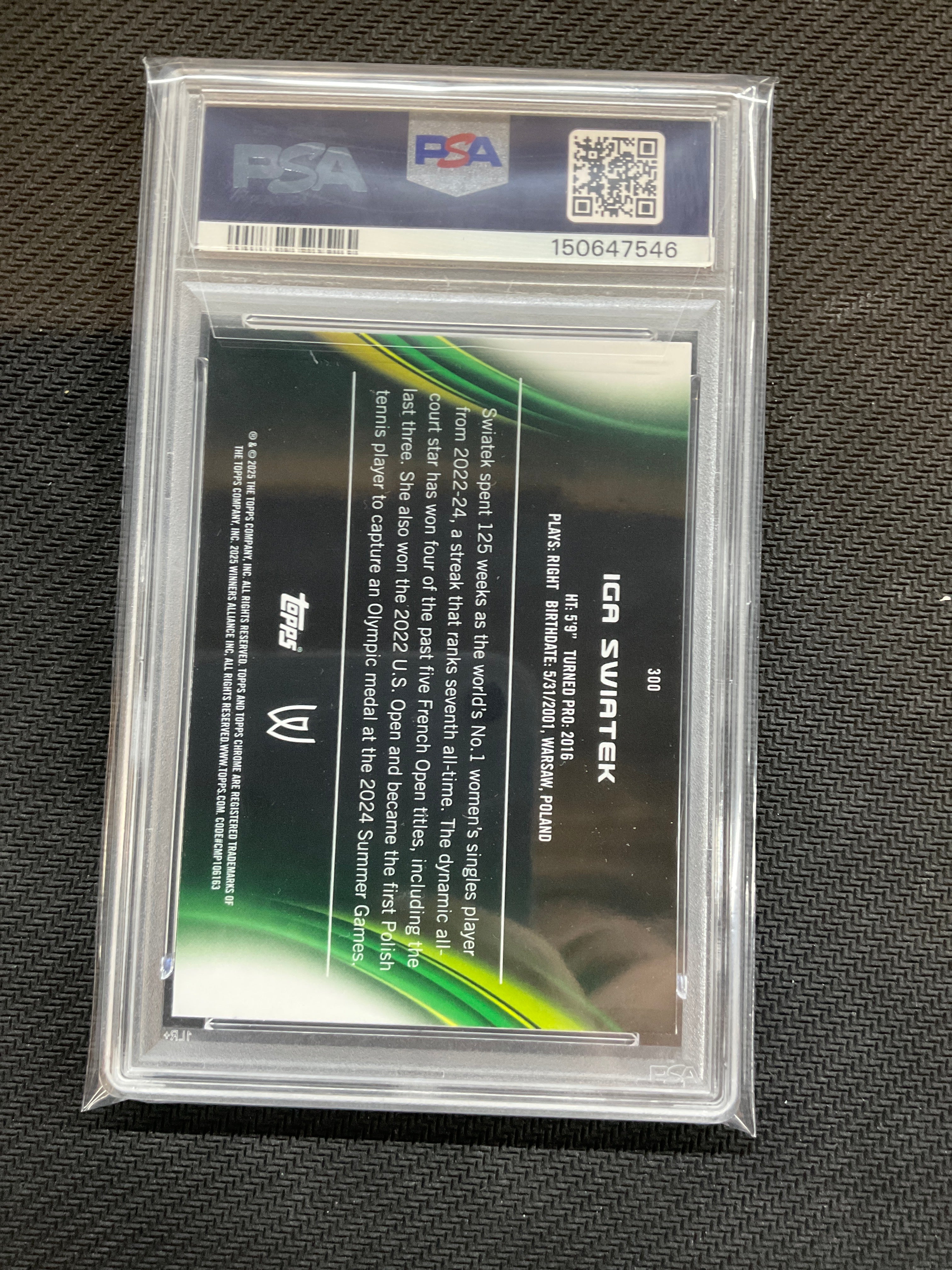 2025 Topps Chrome Tennis Iga Swiatek Green /99 PSA 10
