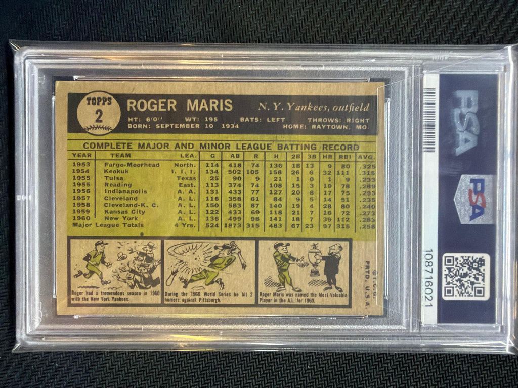 1961 Topps Roger Maris #2 PSA 4 Yankees 021