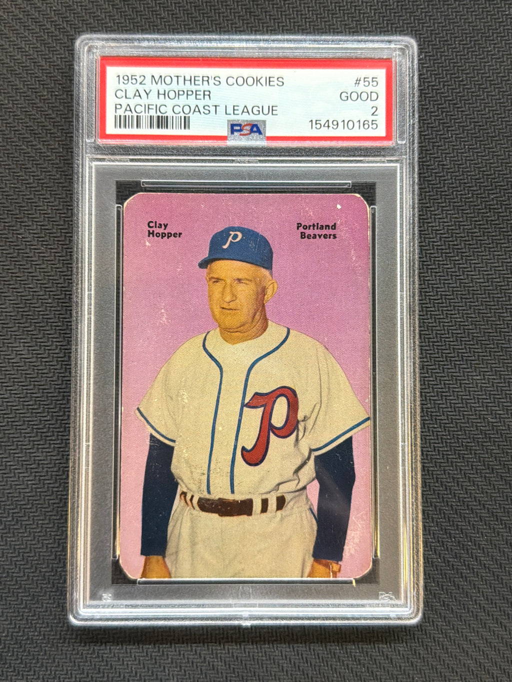 1952 Mother's Cookies Clay Hopper Pacific Coast League PSA 2 165