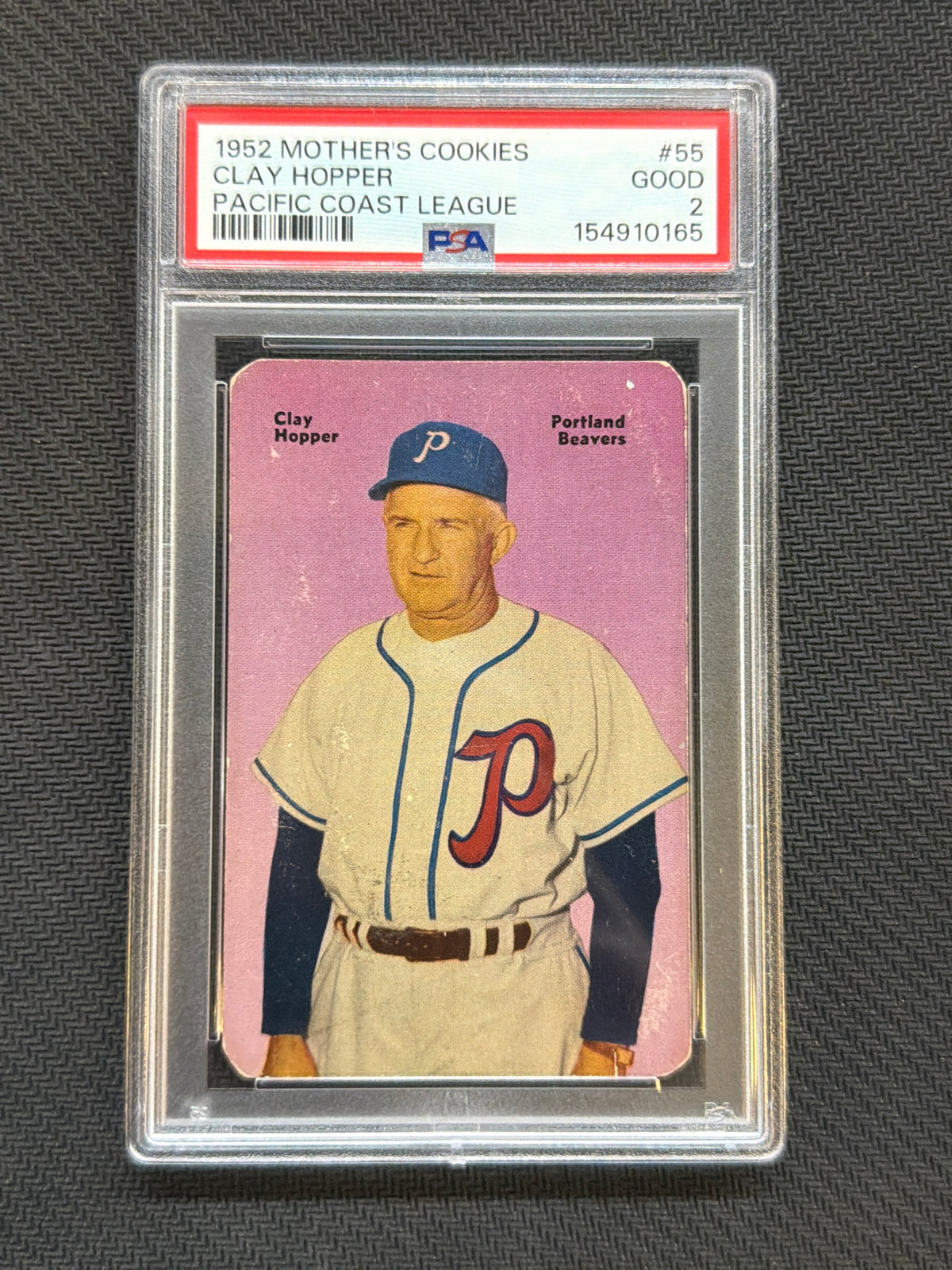 1952 Mother's Cookies Clay Hopper Pacific Coast League PSA 2 165