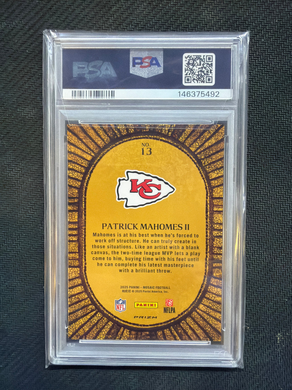 2025 Mosaic Patrick Mahomes II Micro Mosaic #13 PSA 10 Cheifs 492