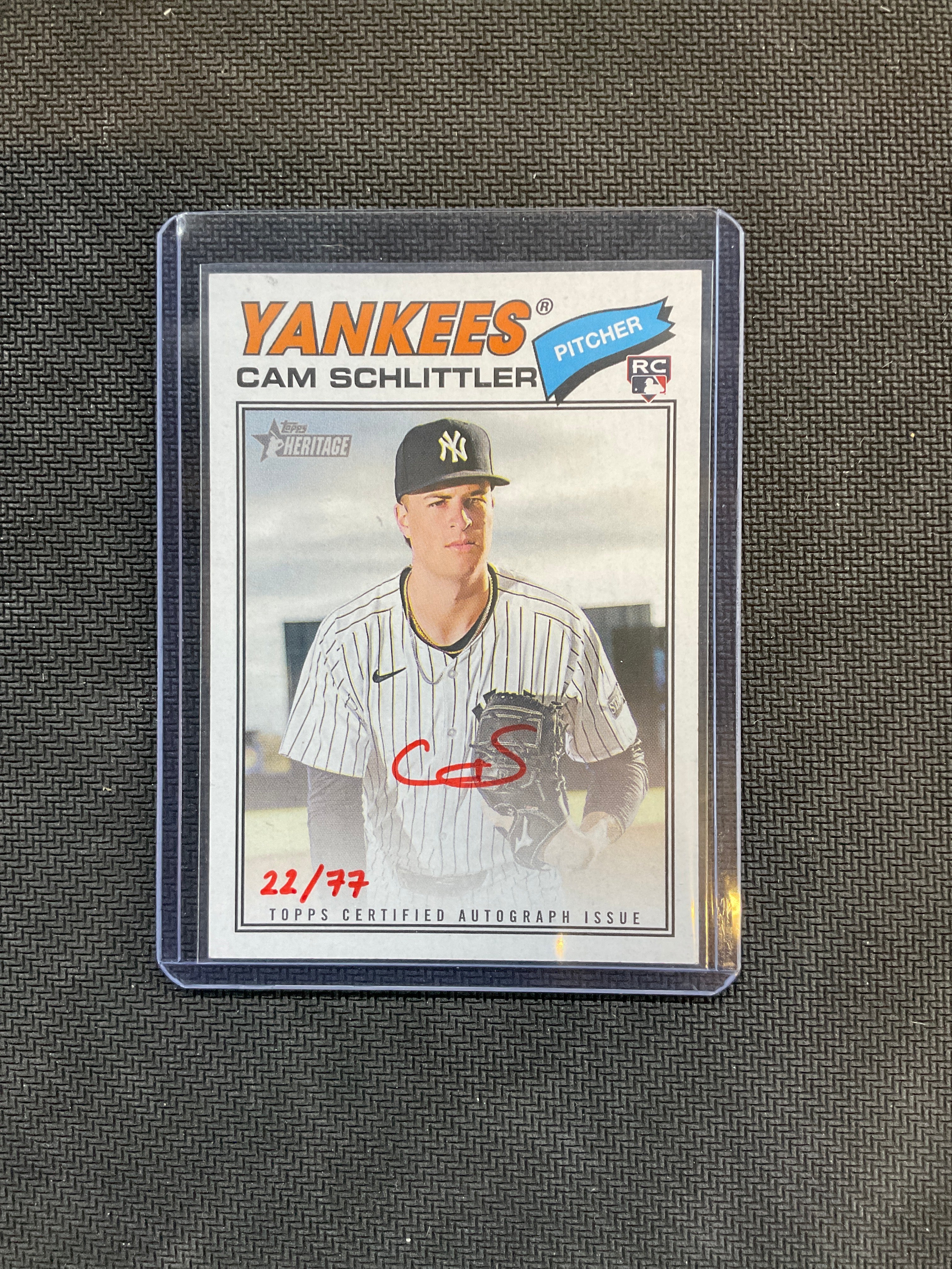 2026 Topps Heritage Cam Schlittler Real One Red Ink Rookie Auto /77 Yankees
