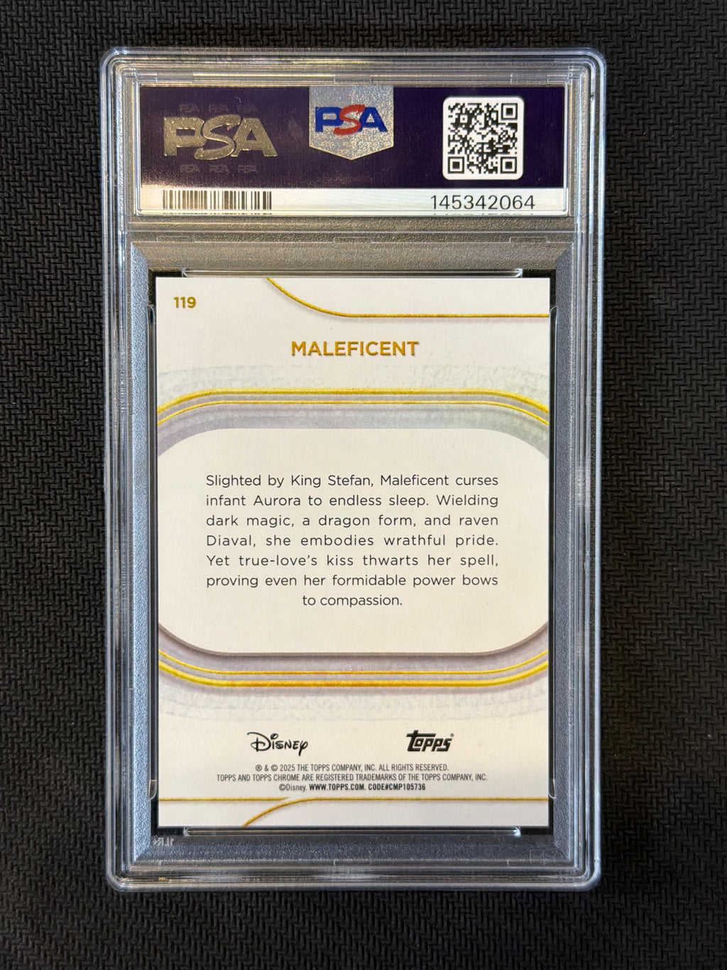 2025 Topps Chrome Disney Maleficent Orange Wave /25 PSA 9