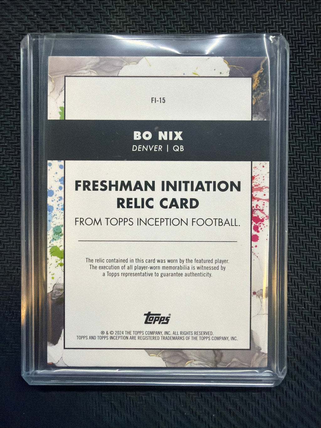 2024 Topps Inception Bo Nix Rookie Patch /75 Broncos