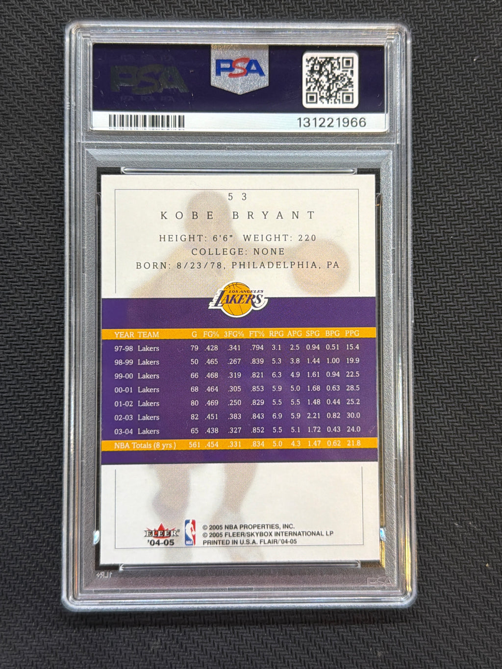 2004 Flair Kobe Bryant #53 PSA 9 966 Lakers