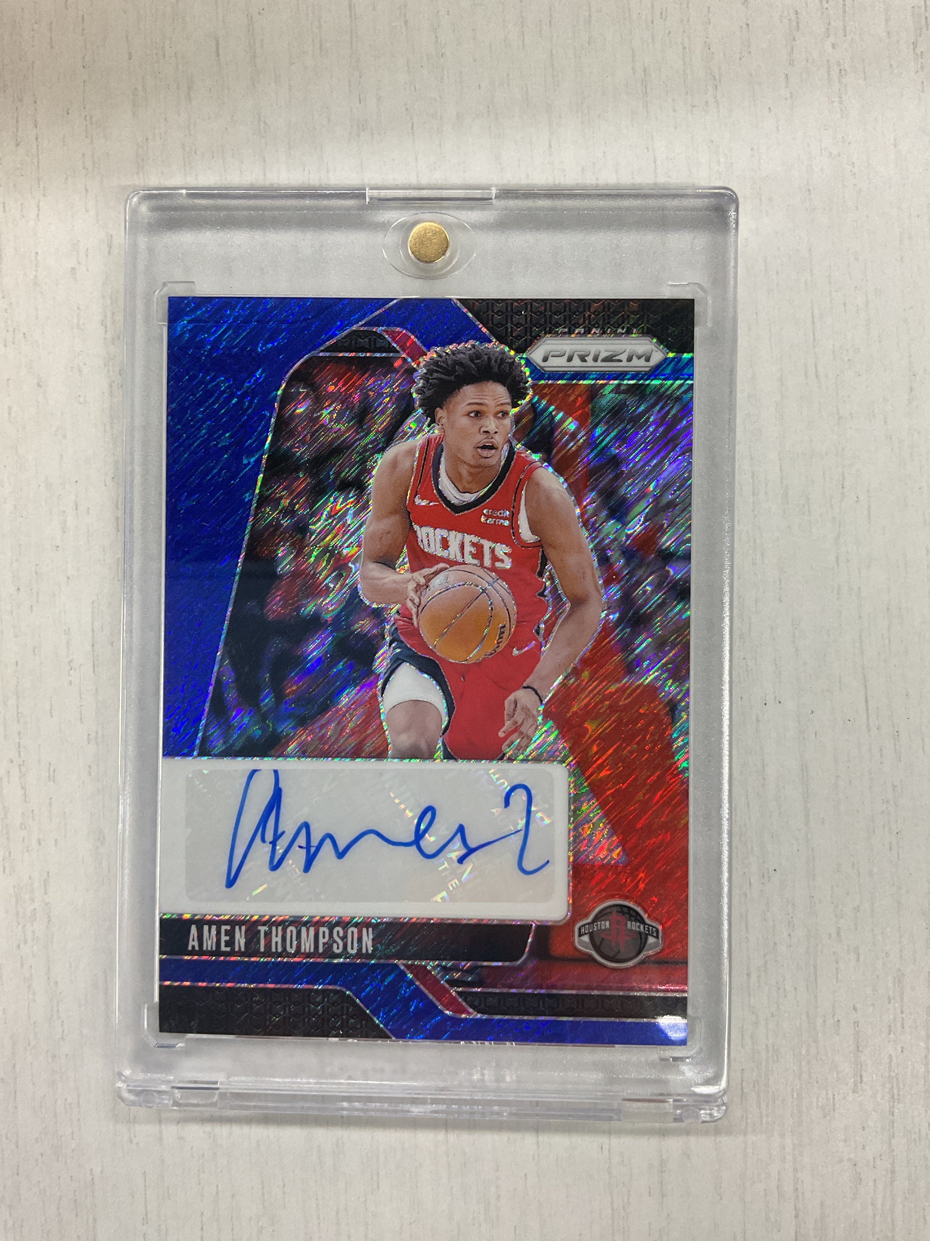 2024-25 Prizm Amen Thompson Blue Shimmer Auto /25 Rockets