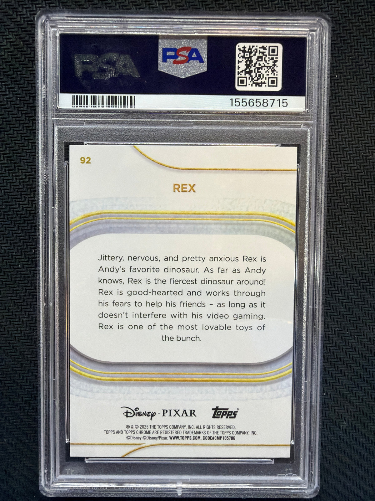 2025 Topps Chrome Disney Rex #92 PSA 10 715