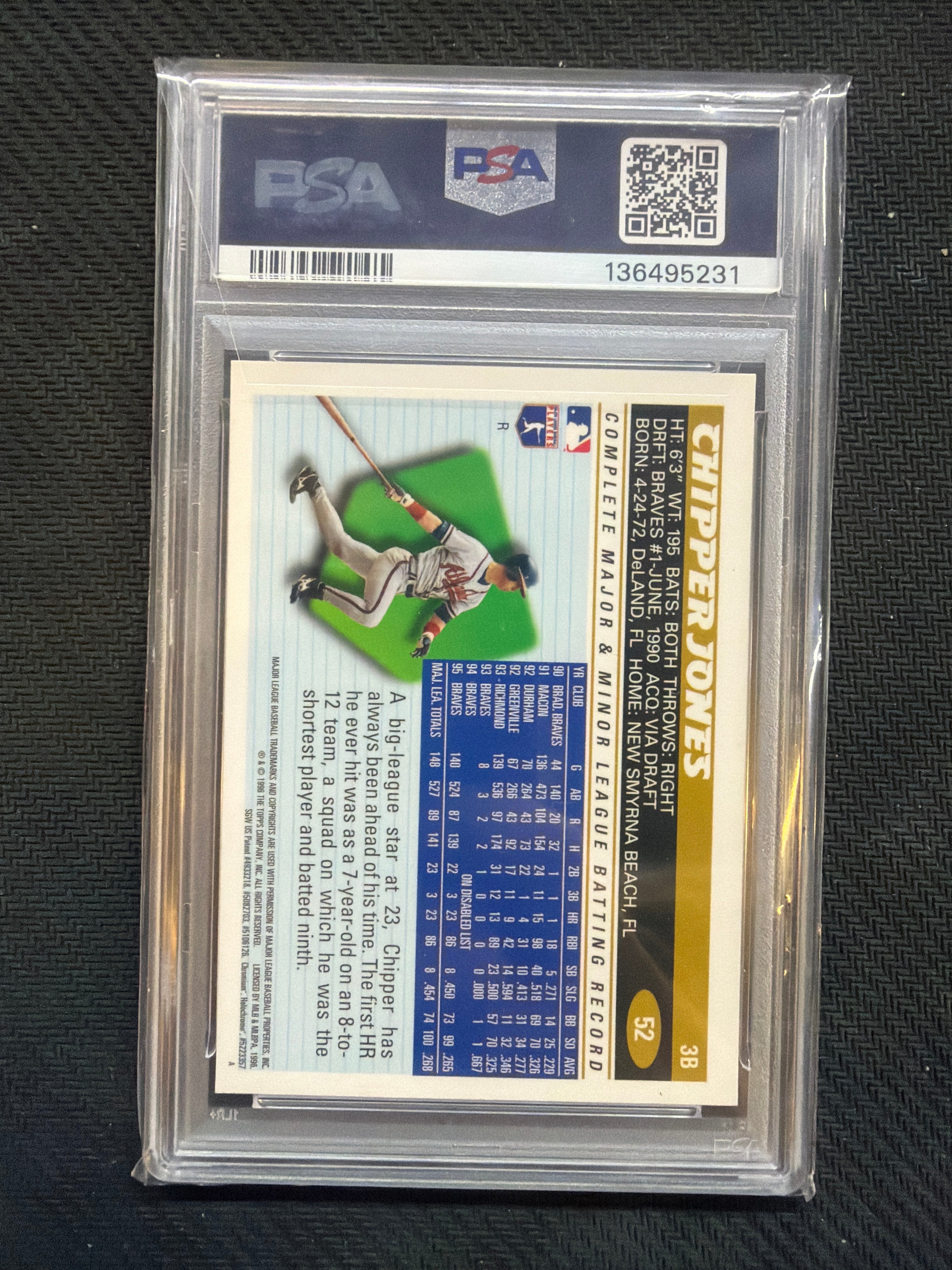 1996 Topps Chrome Chipper Jones Refractor #52 PSA 9 231