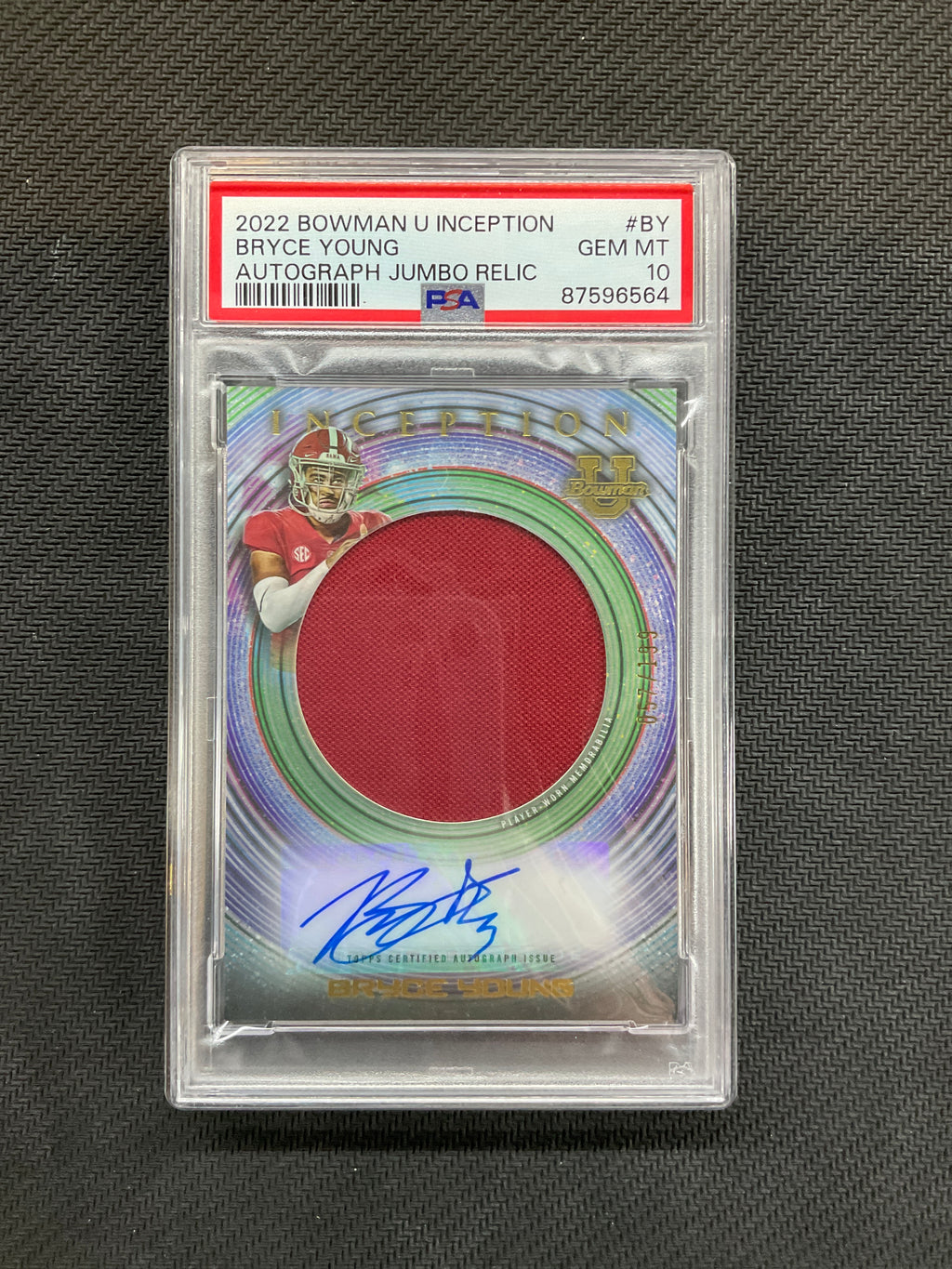 2022 Bowman U Inception Bryce Young Patch Auto /199 PSA 10 Alabama 564