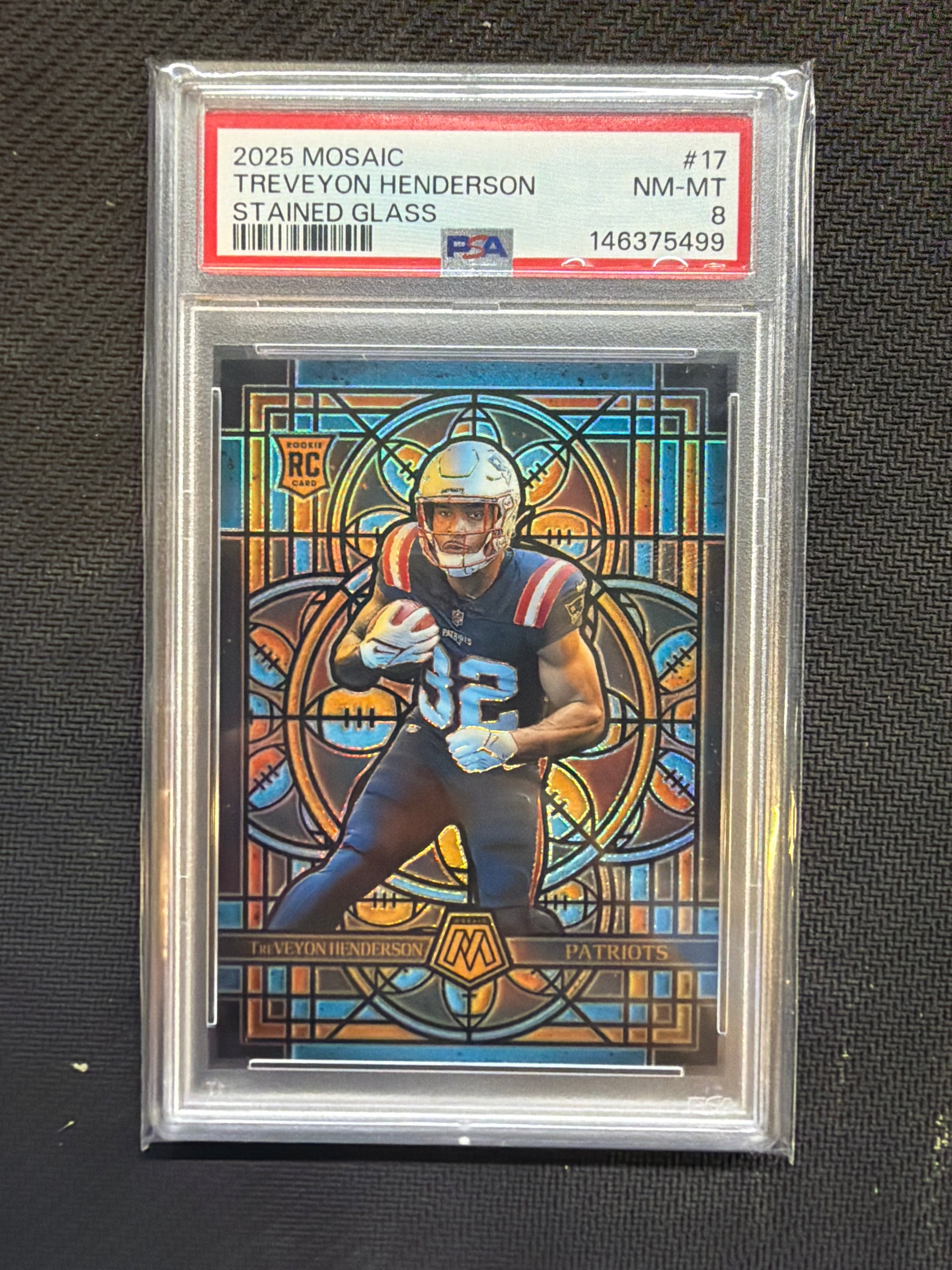 2025 Mosaic TreVeyon Henderson Rookie #17 Stained Glass PSA 8