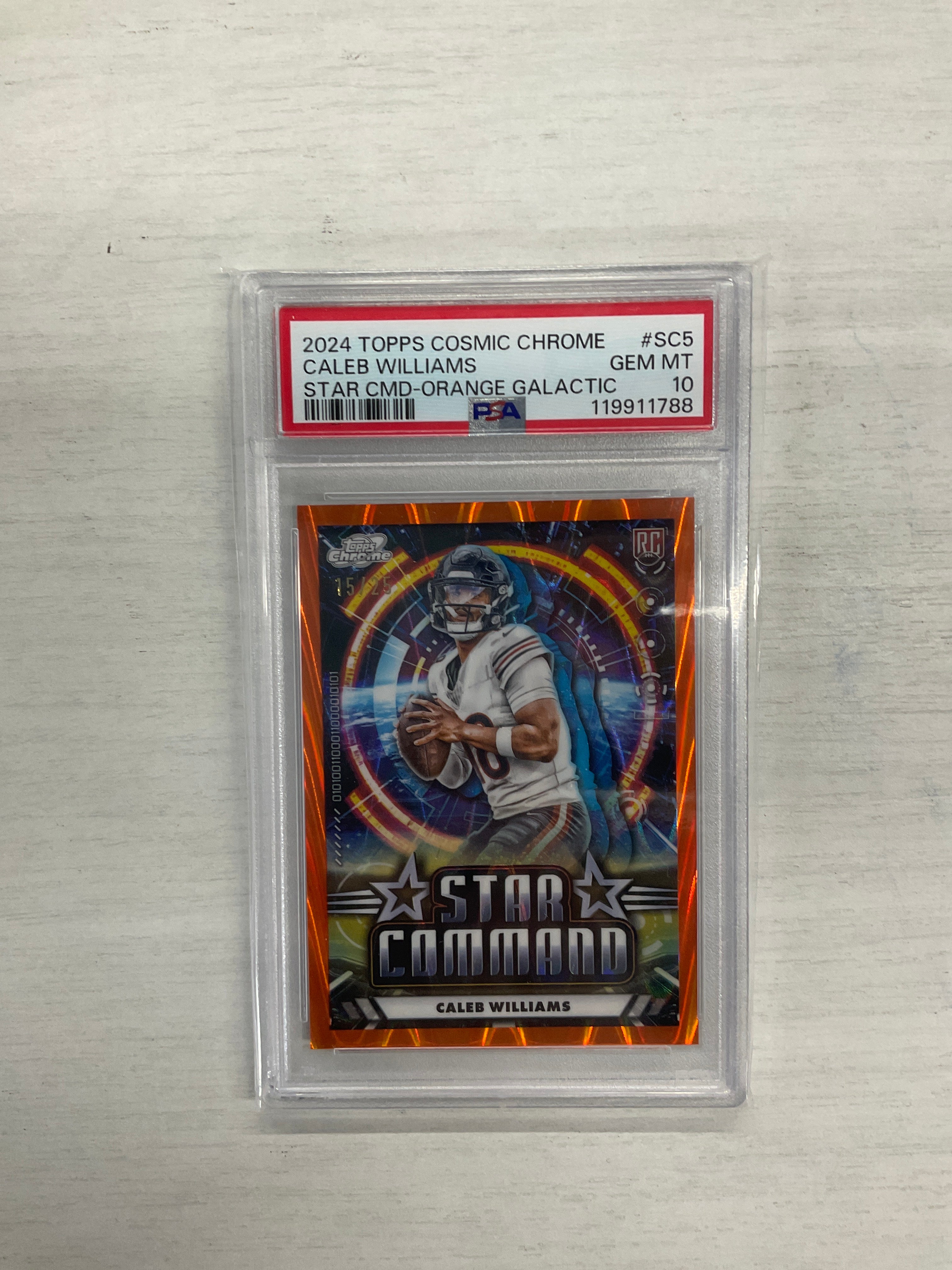 2024 Topps Chrome Cosmic Caleb Williams Orange Galactic /25 PSA 10