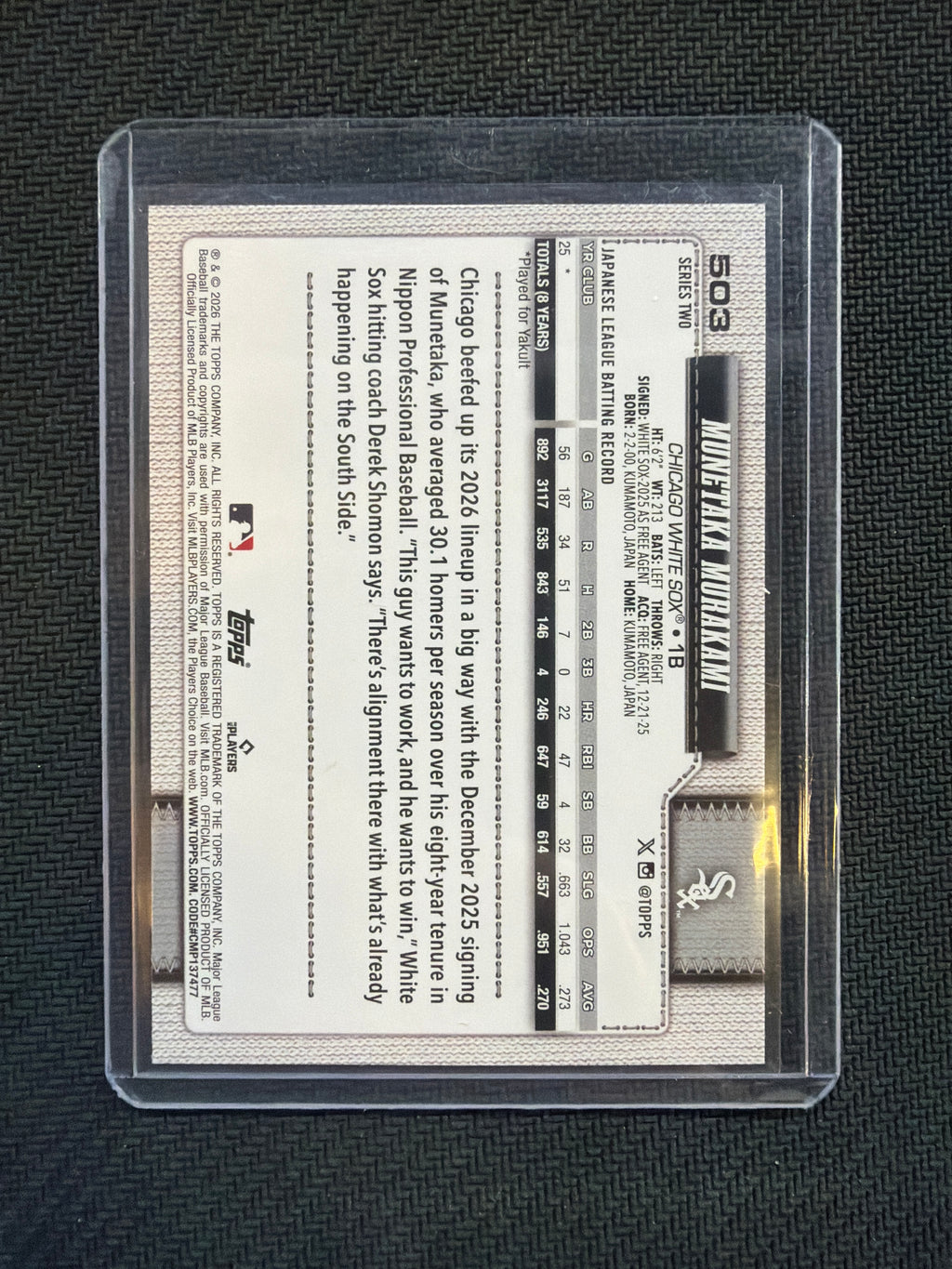 2026 Topps Munetaka Murakami Aqua Foil RC