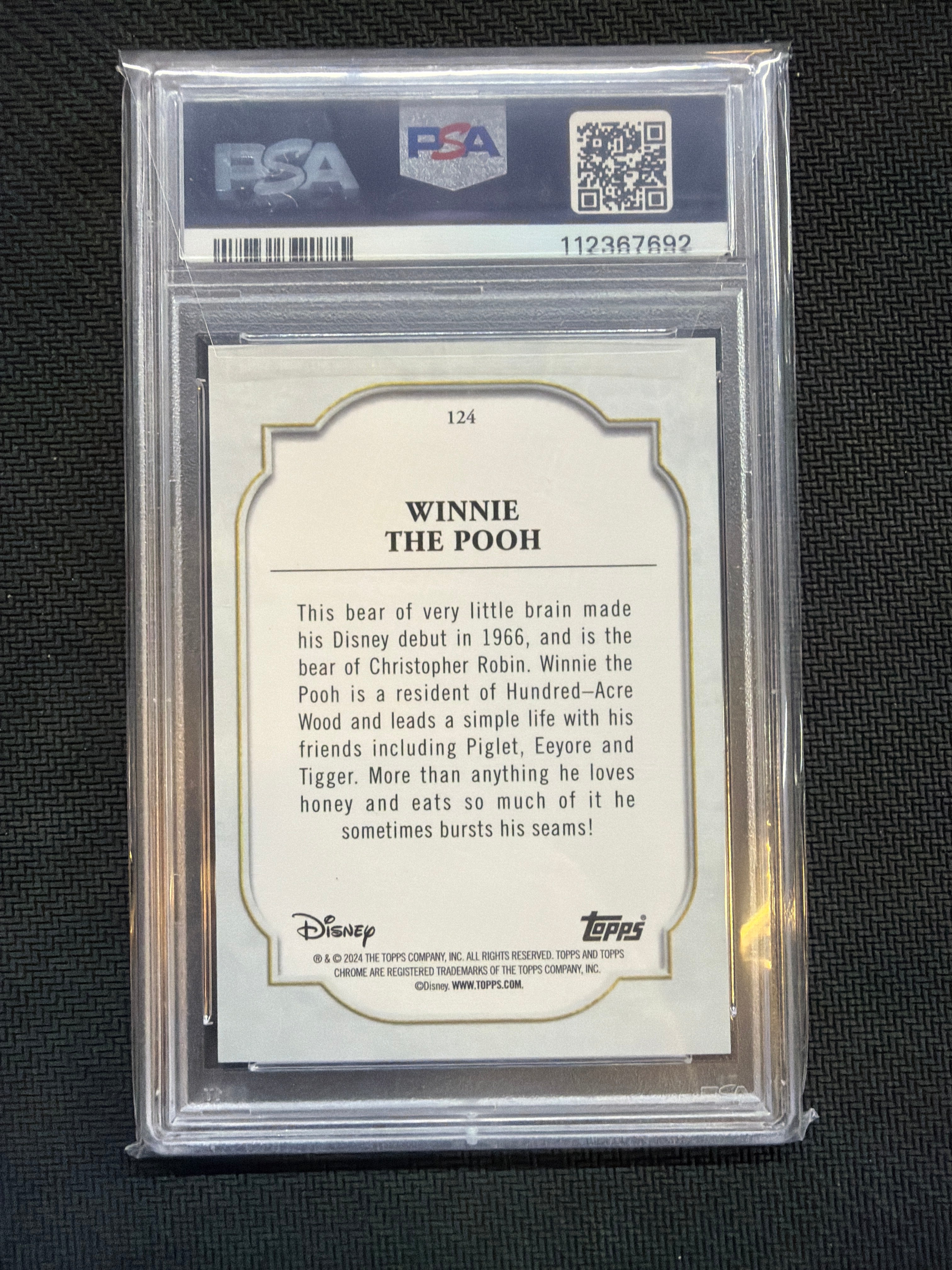2024 Topps Chrome Disney Sapphire Winnie The Pooh #124 PSA 9