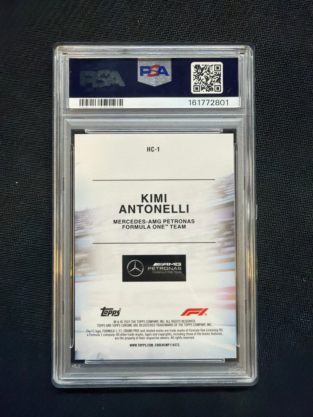 2025 Topps Chrome Kimi Antonelli Helmet Collection Orange Refractor /25 PSA 9