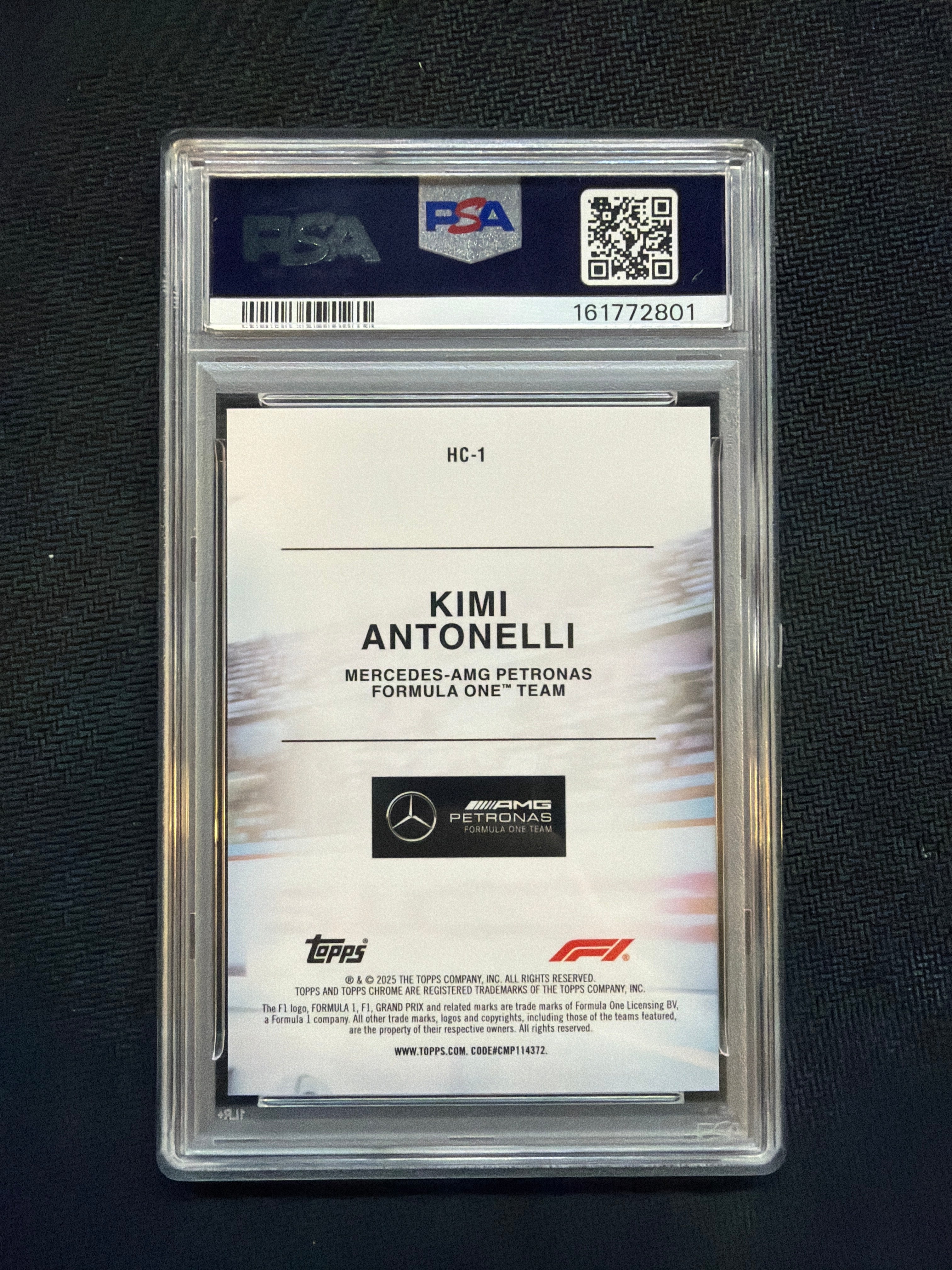 2025 Topps Chrome Kimi Antonelli Helmet Collection Orange Refractor /25 PSA 9