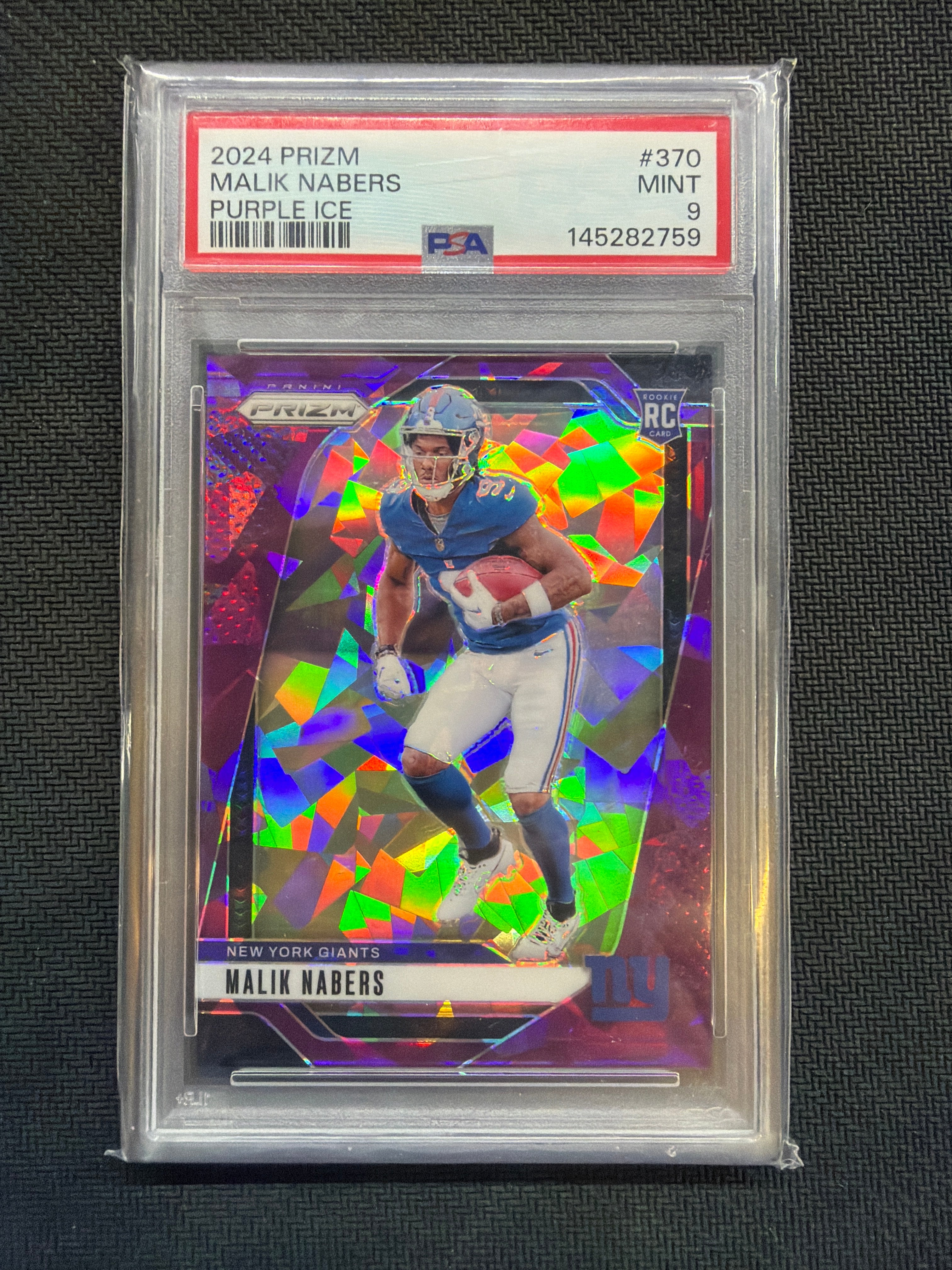 2024 Panini Prizm Malik Nabers Rookie Purple Ice /225 PSA 9 Giants