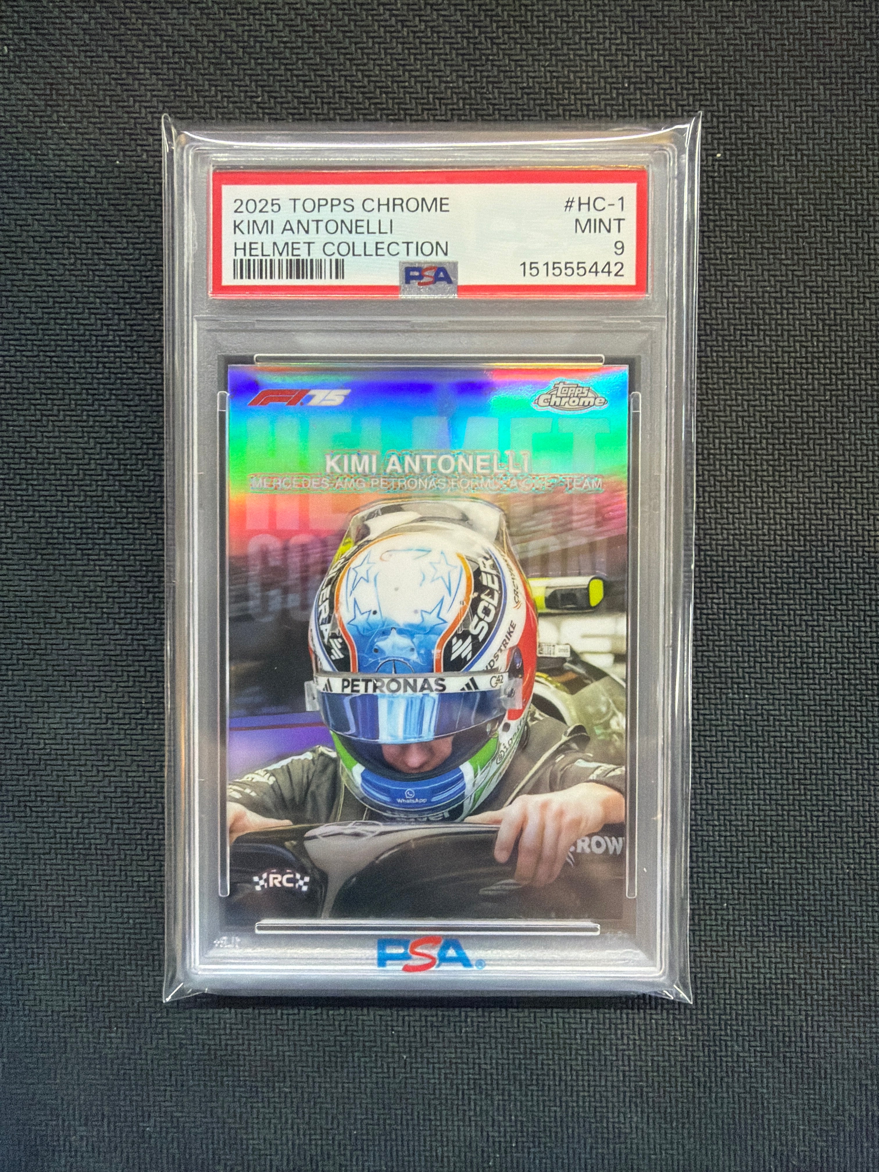 2025 Topps Chrome F1 Kimi Antonelli Helmet Collection Rookie PSA 9