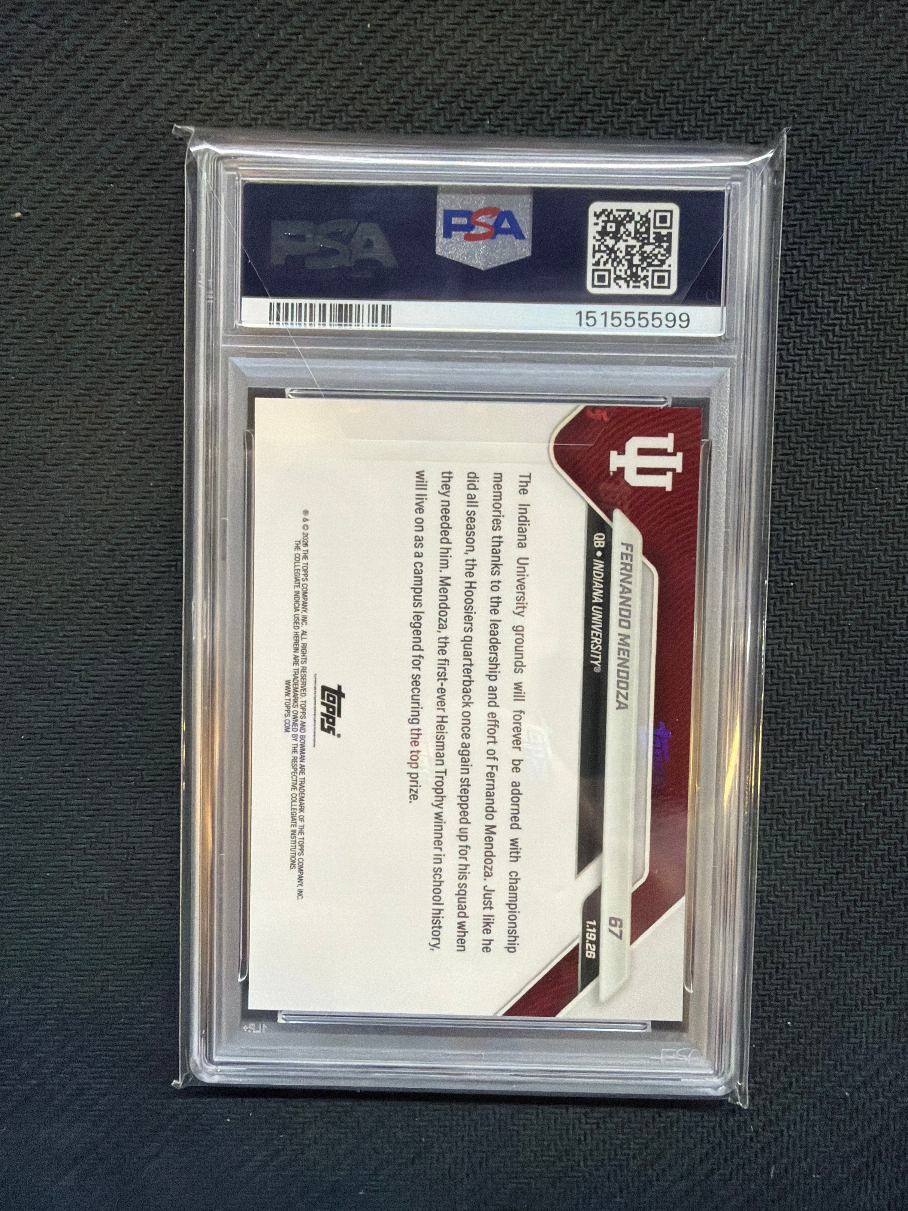2025 Bowman U Now Fernando Mendoza PSA 10 599