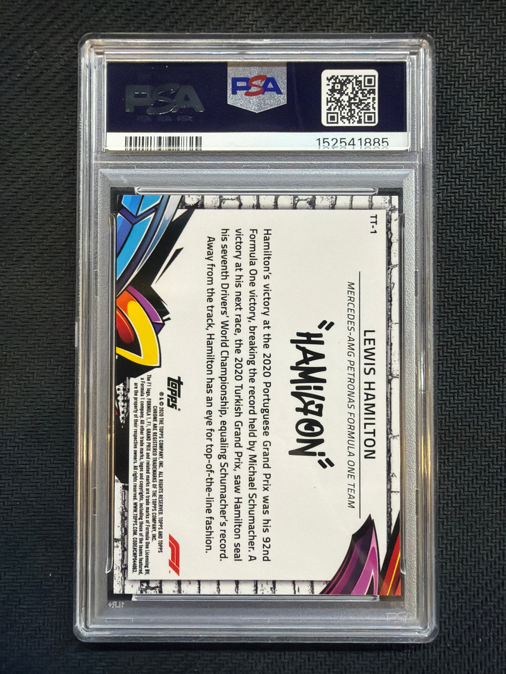 2020 Topps Chrome F1 Lewis Hamilton Track Tags #1 PSA 9 Mercedes 885