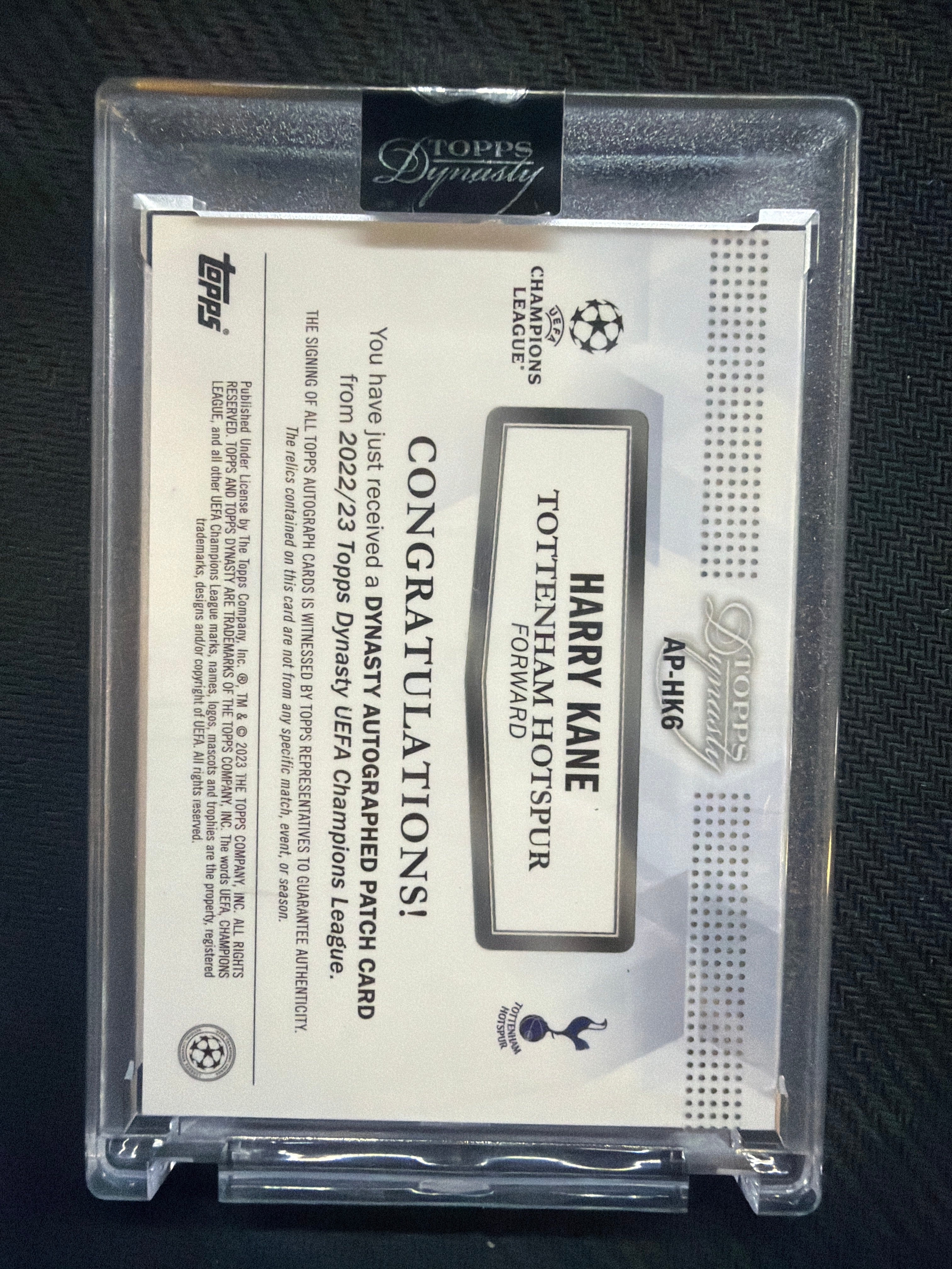 2022/23 Topps Dynasty Harry Kane Patch Auto /10 UEFA Champions League