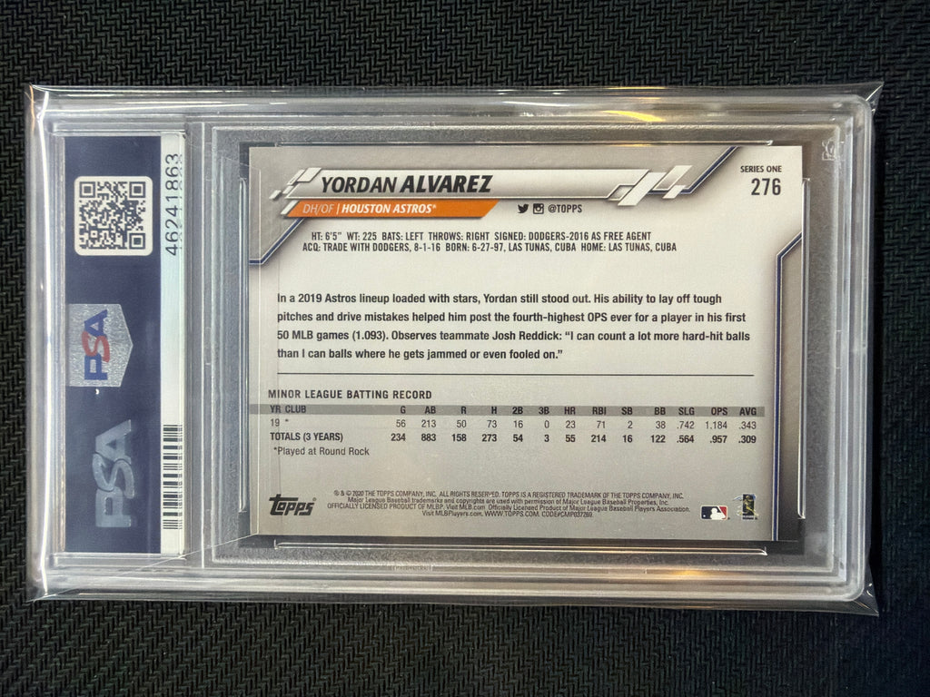 2020 Topps Yordan Alvarez Rookie Orange Jersey #276 PSA 9 863