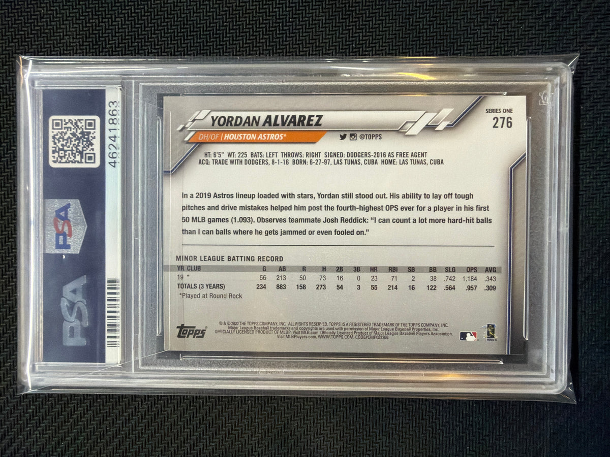 2020 Topps Yordan Alvarez Rookie Orange Jersey #276 PSA 9 863