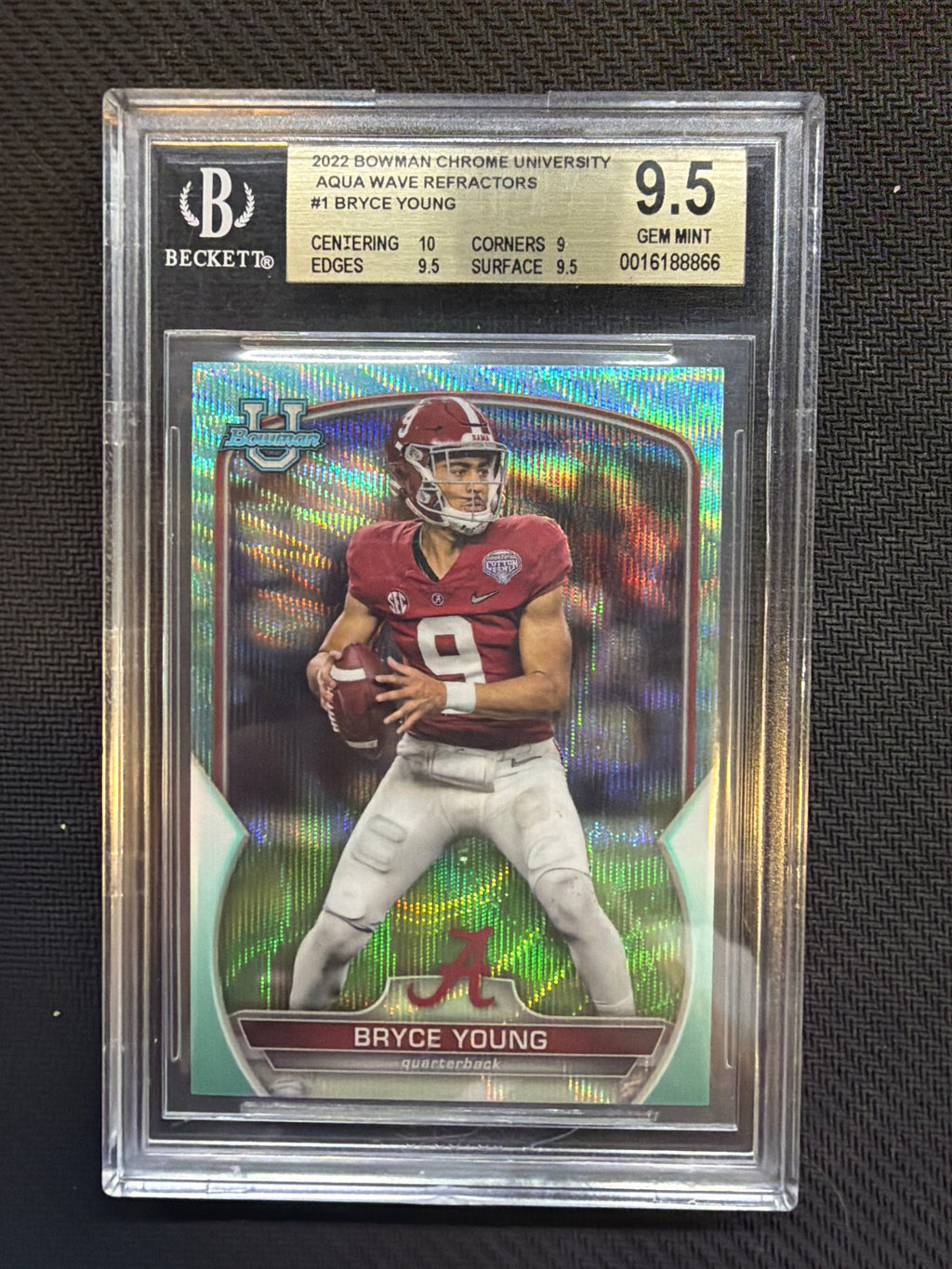 2022 Bowman U Chrome Bryce Young Aqua Wave /299 BGS 9.5 Alabama