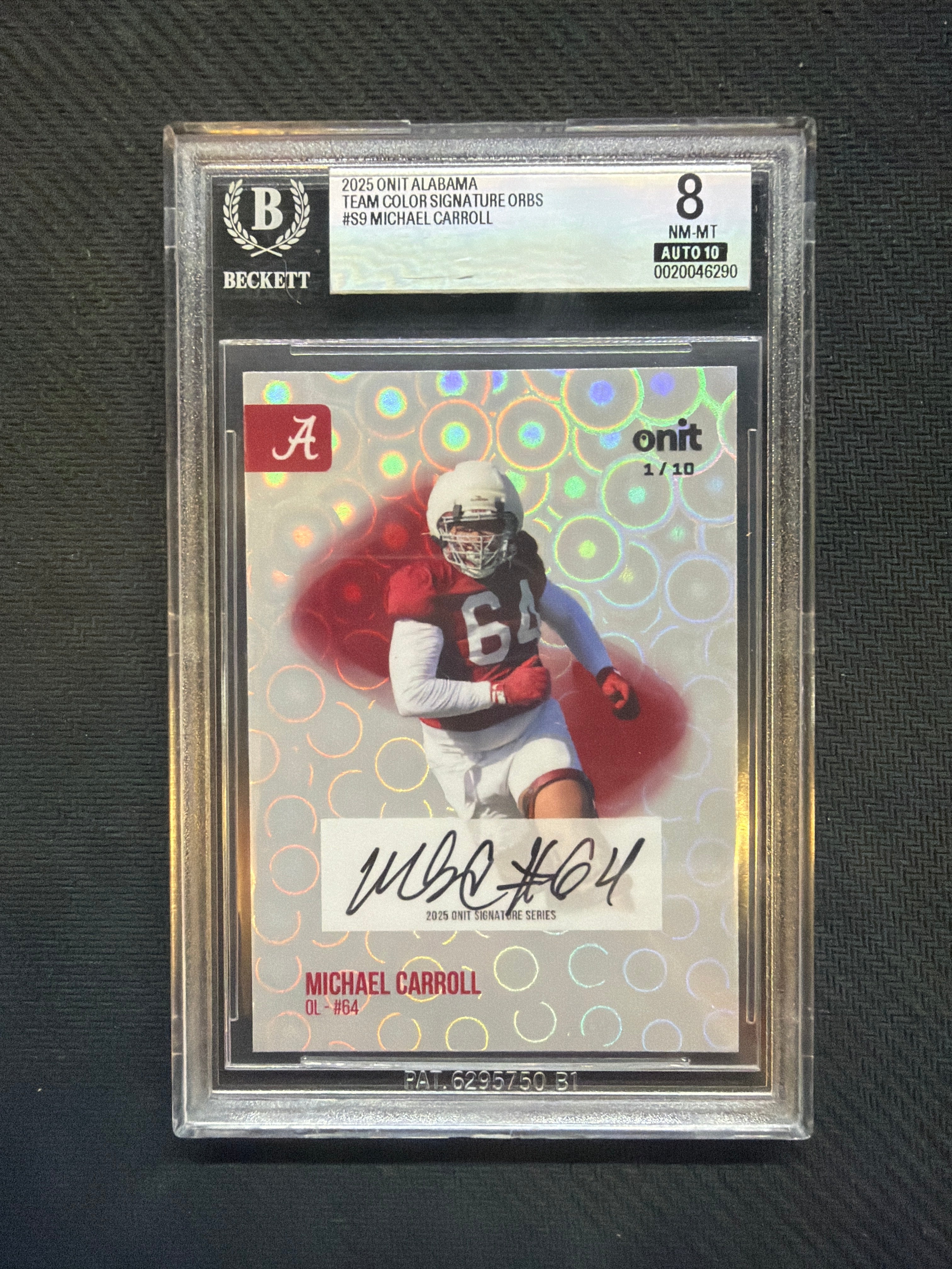 2025 Onit Alabama Michael Carroll Auto /10 BGS 8 Alabama