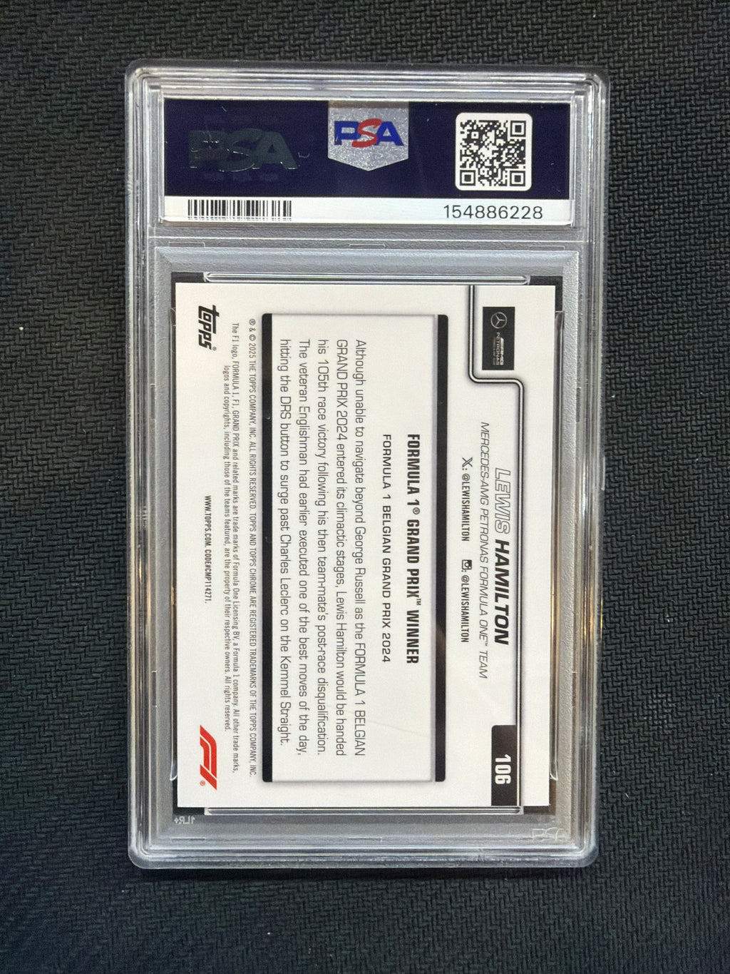 2025 Topps Chrome F1 Lewis Hamilton Green Refractor /99 PSA 9