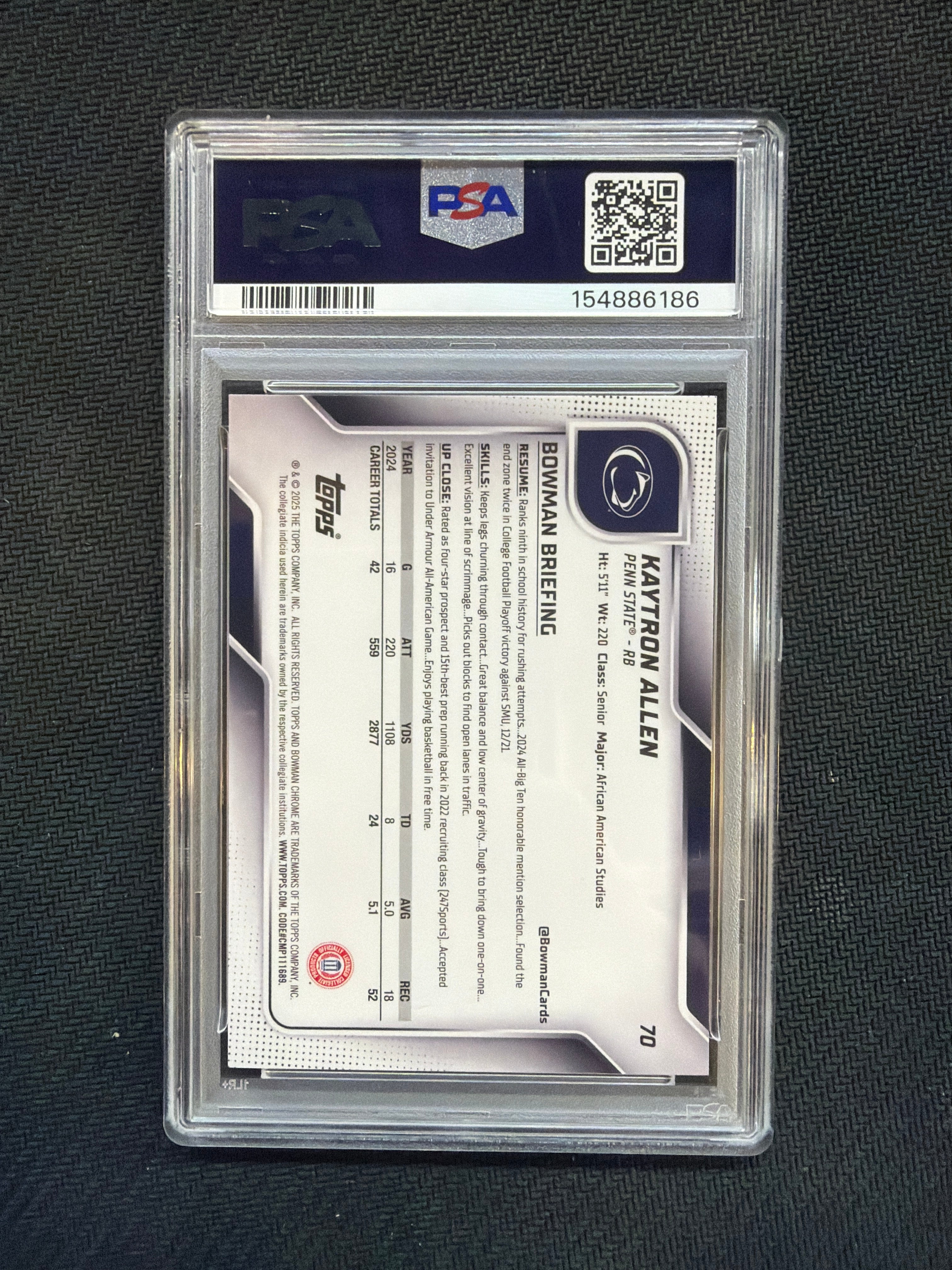 2025 Bowman U Chrome Kaytron Allen Yellow Mini Diamond /350 PSA 10