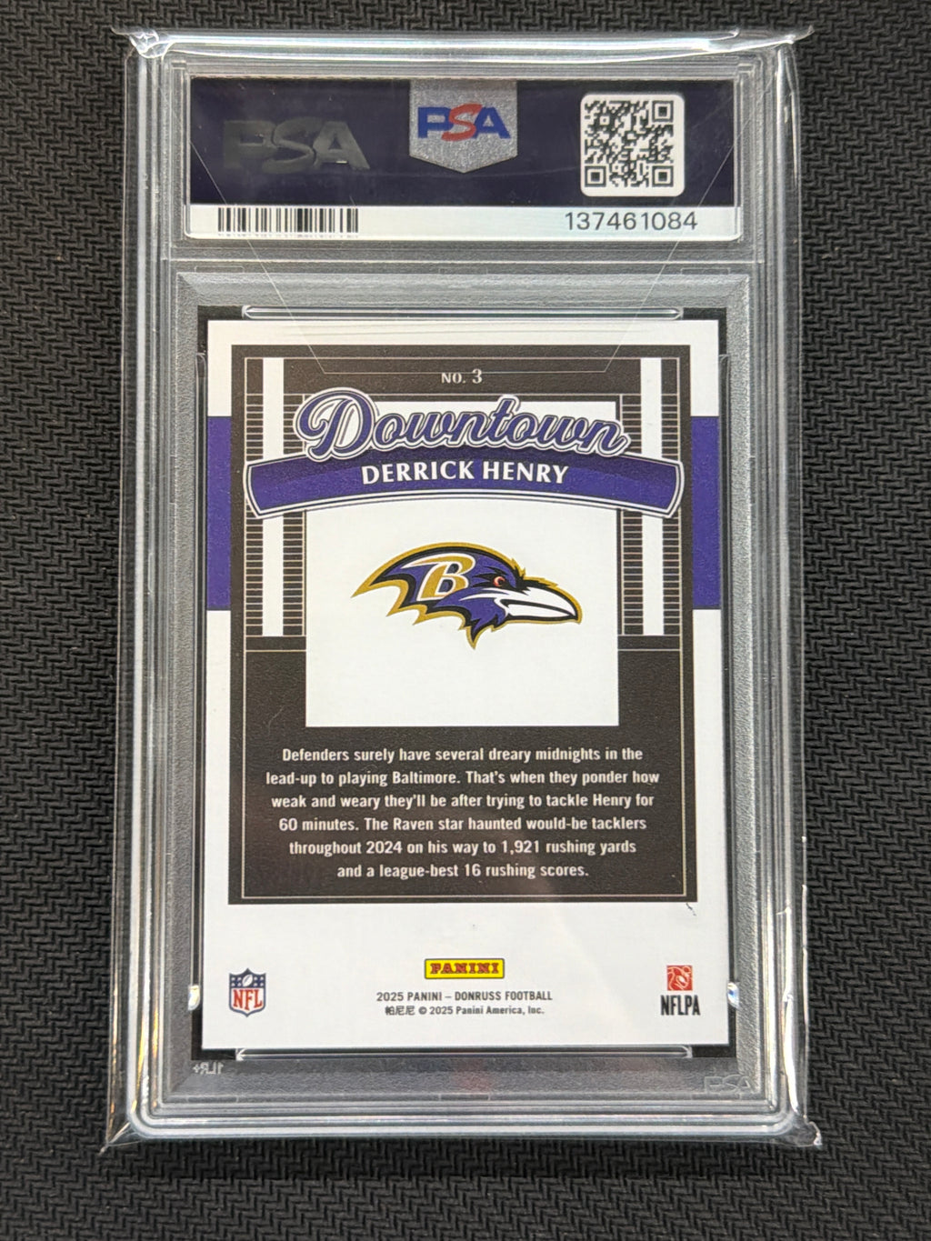 2025 Donruss Derrick Henry Downtown! #3 PSA 10 084