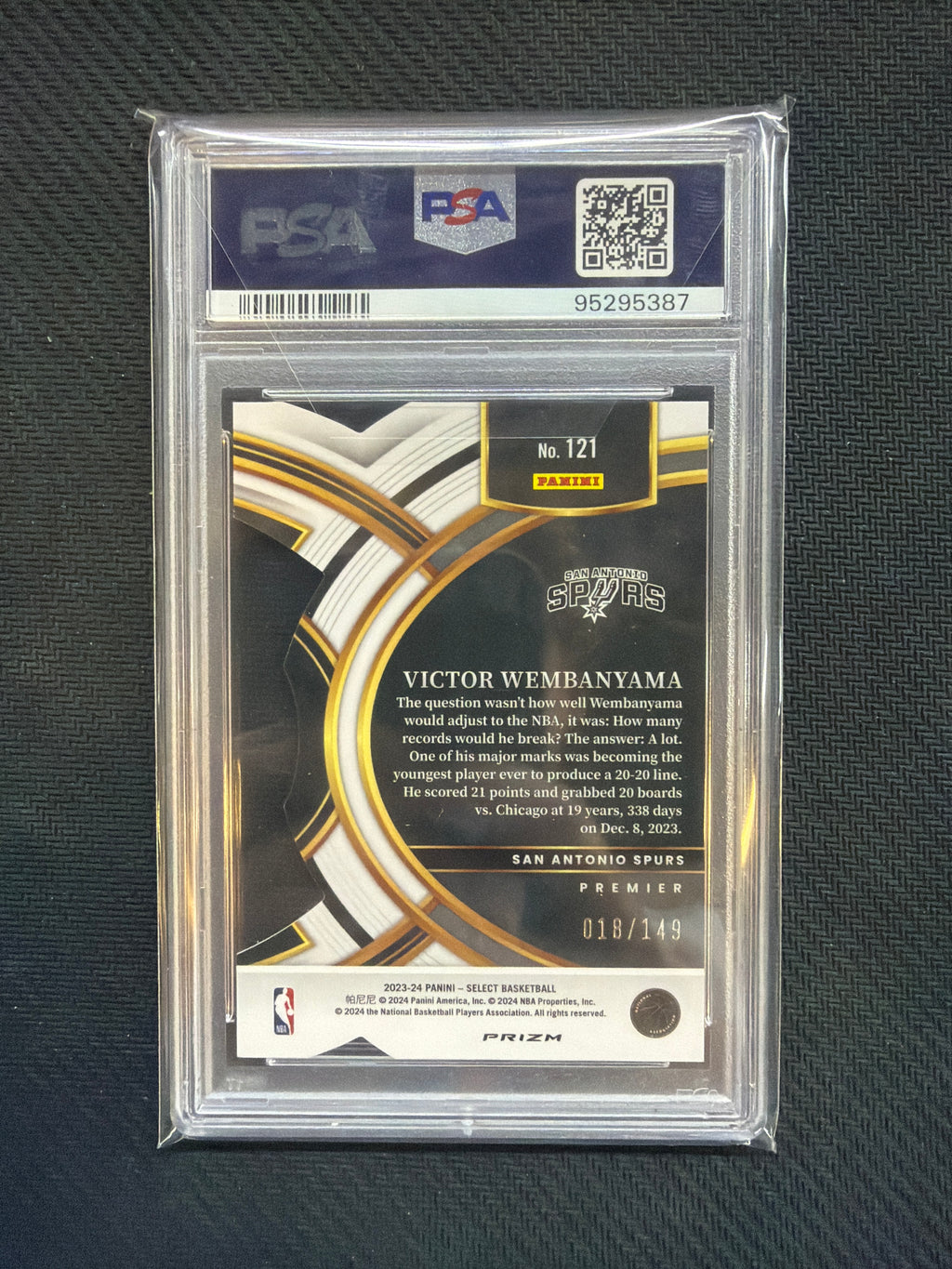 2023 Select Victor Wembanyama White Die-Cut /149 PSA 9