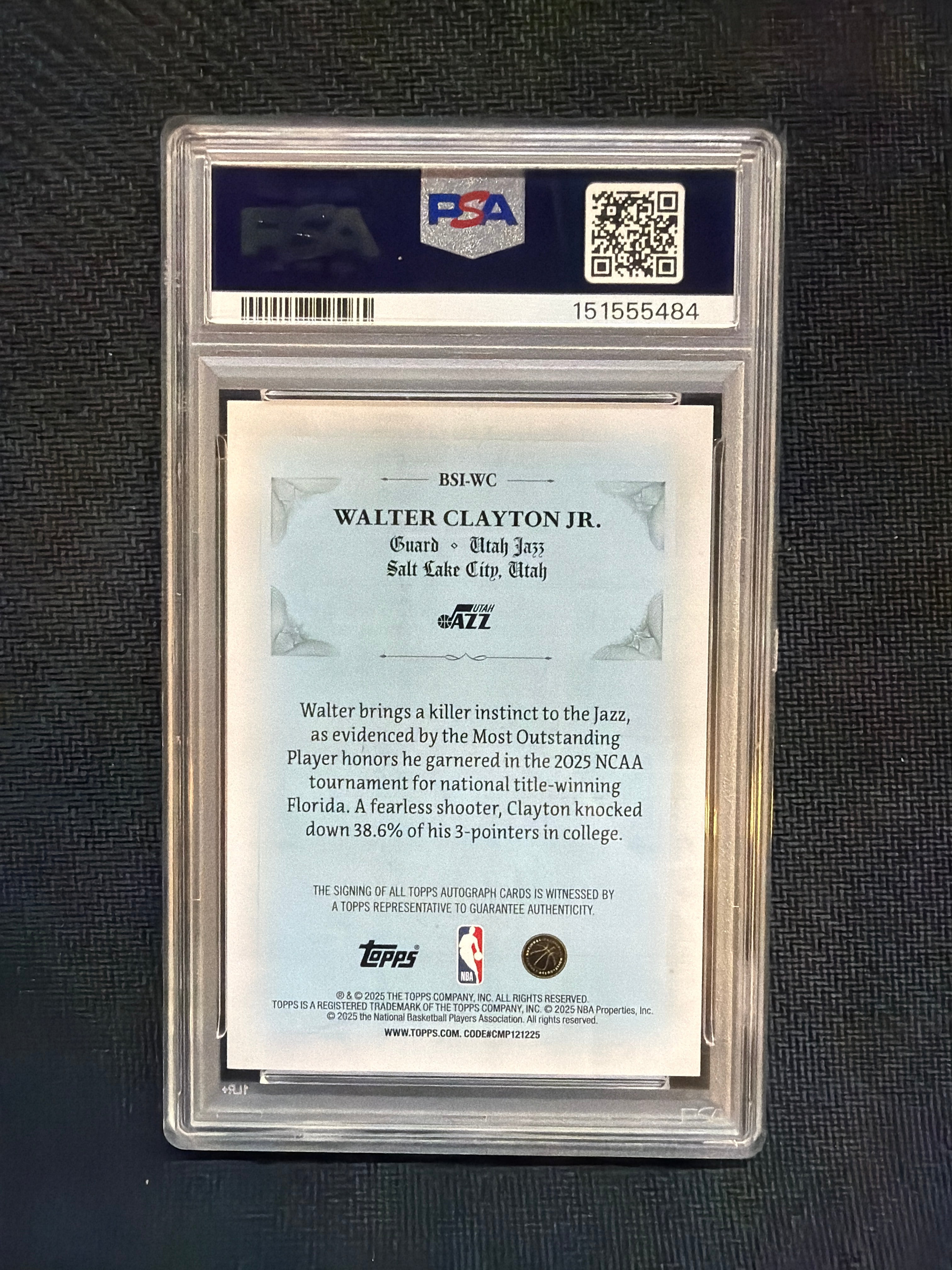 2025/26 Topps Walter Clayton Jr. Rookie Ayto Green Foil /99 PSA 10 Jazz