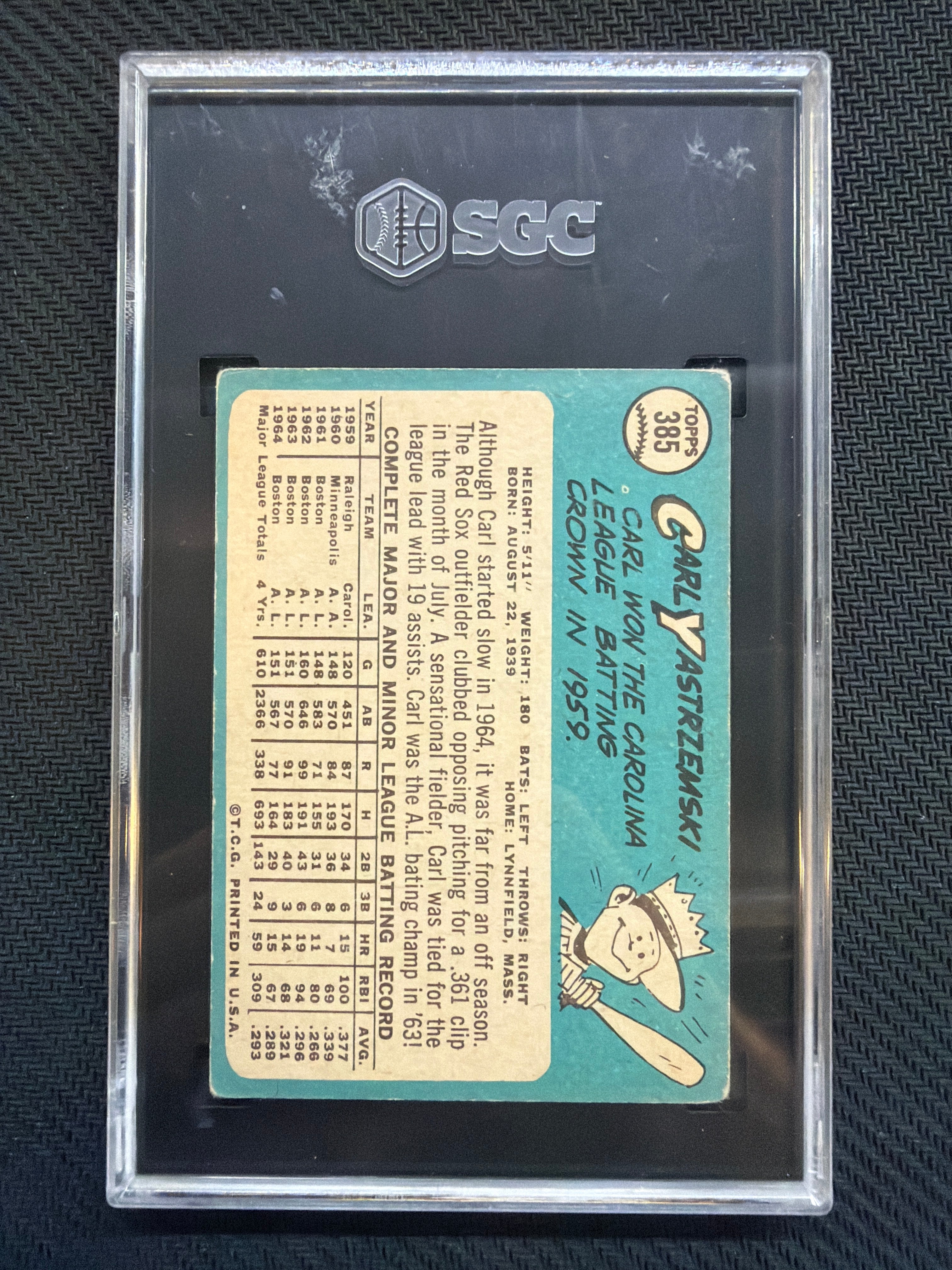 1965 Topps Carl Yastrzemski #385 SGC 3 Red Sox
