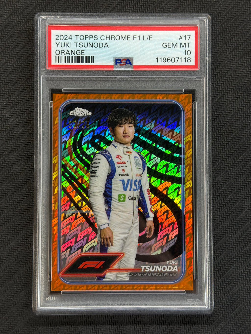 2024 Topps Chrome F1 Logofractor Yuki Tsunoda Orange /25 #17 PSA 10 118