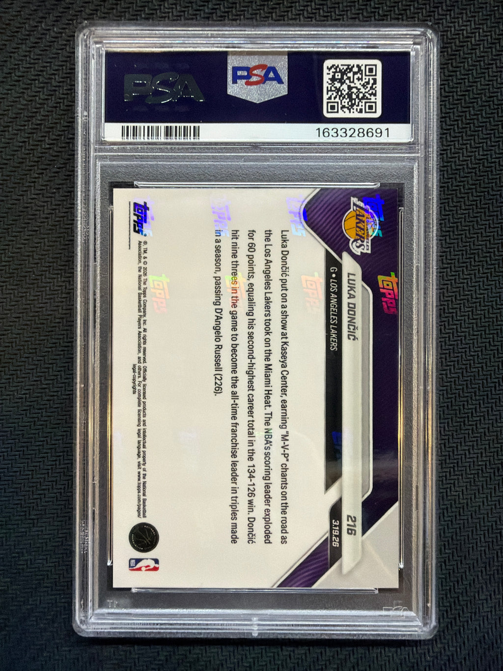 2025 Topps Now Luka Doncic Gold Foil /50 #216 PSA 9 Lakers