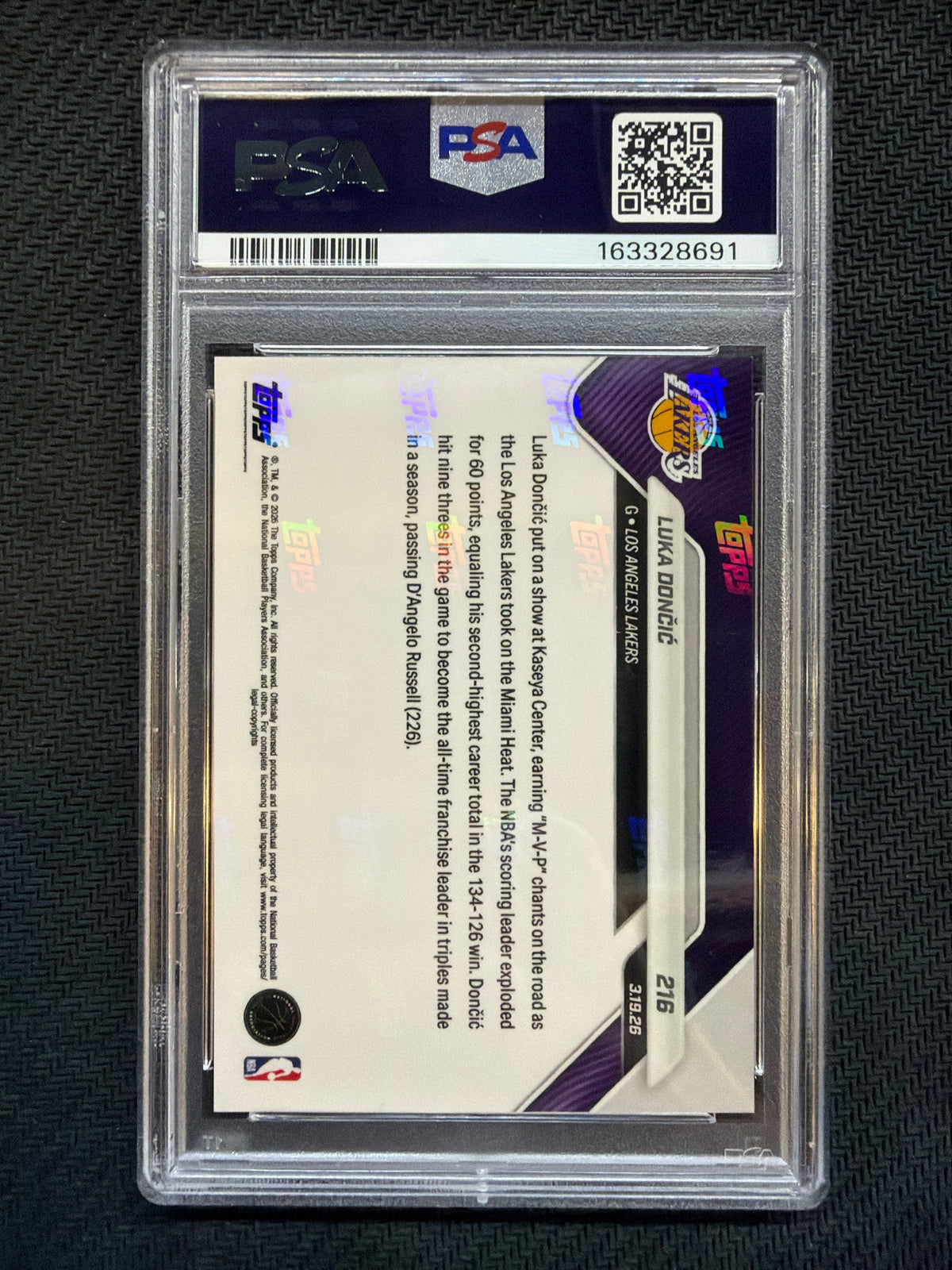 2025 Topps Now Luka Doncic Gold Foil /50 #216 PSA 9 Lakers