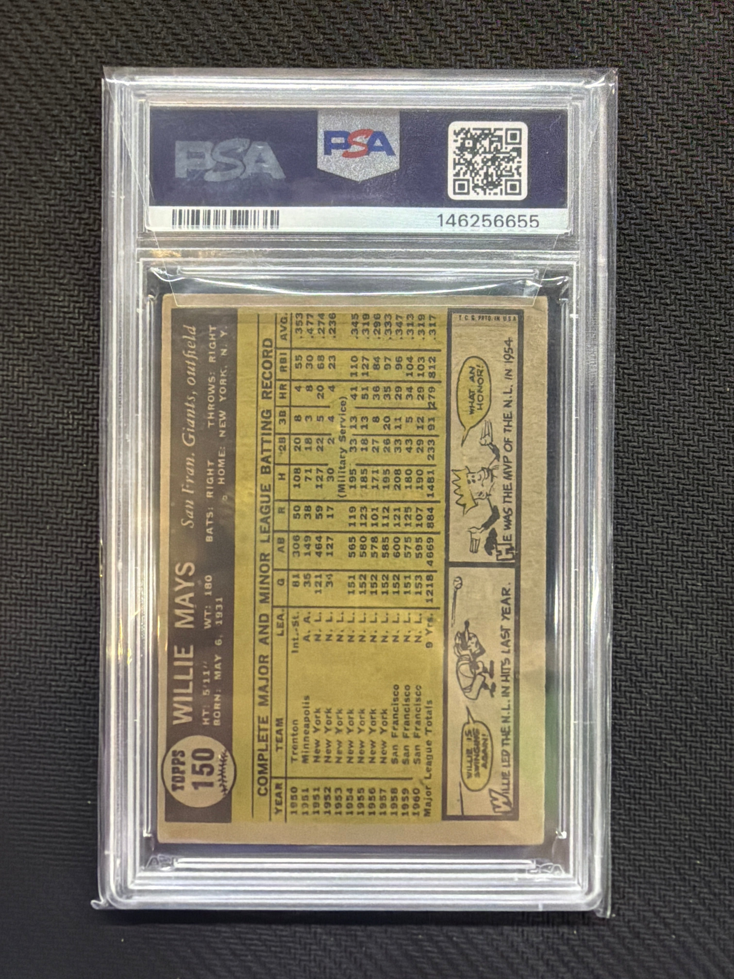 1961 Topps Willie Mays #150 PSA2 Giants