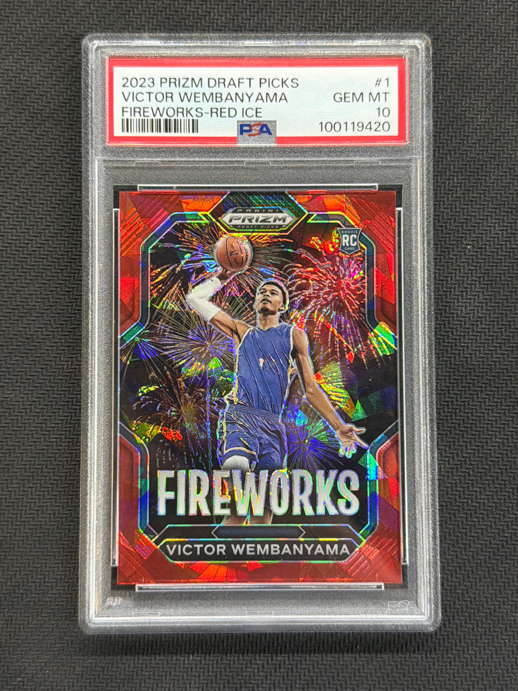 2023 Prizm Draft Victor Wembanyama Fireworks Red Ice PSA 10 420