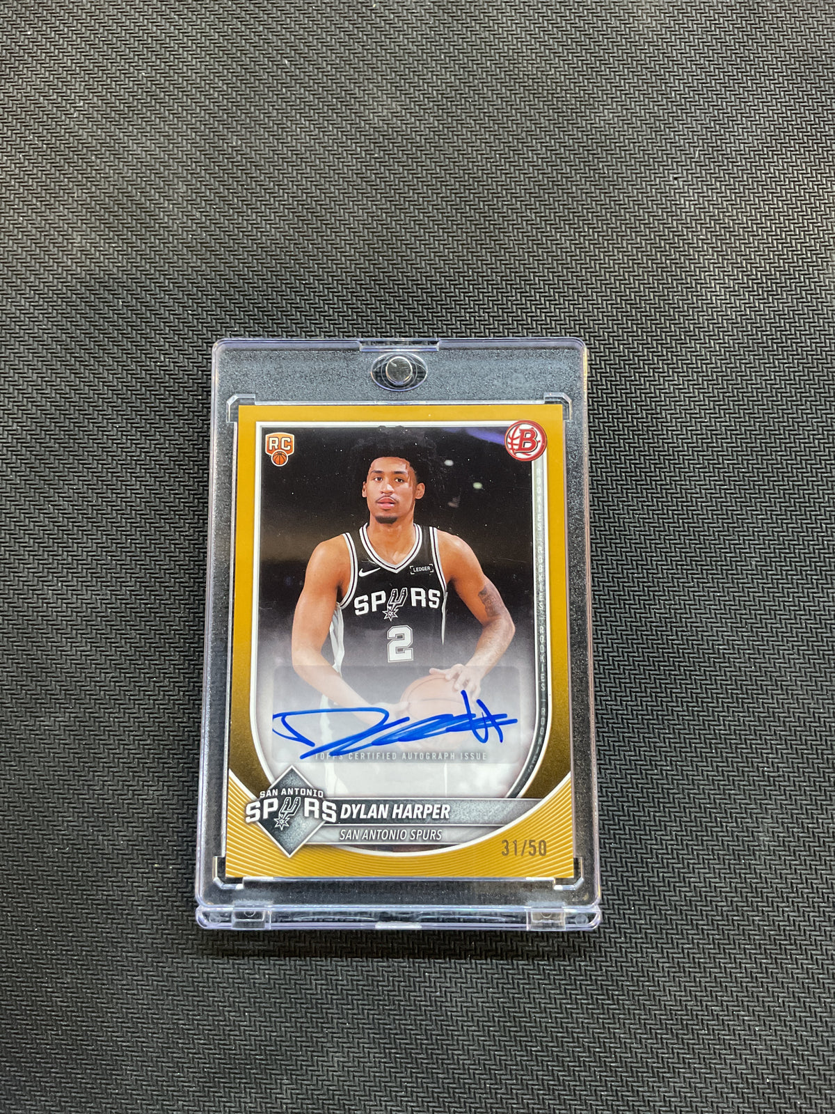 2025 Bowman Basketball Dylan Harper Rookie Gold Auto /50 Spurs