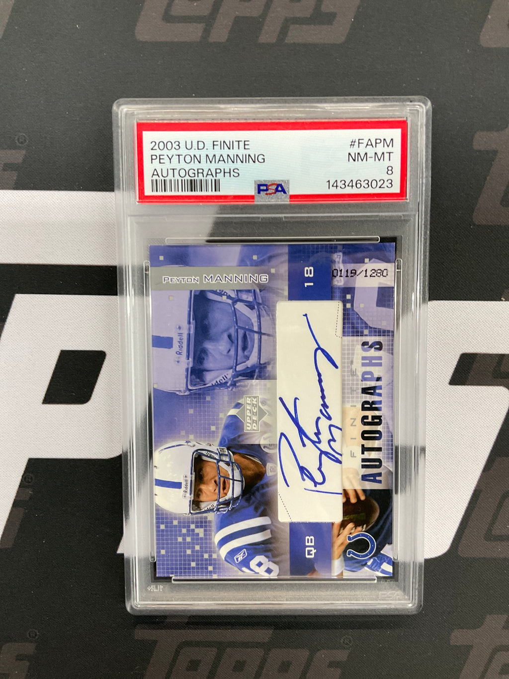 2003 Upper Deck Finite Peyton Manning Auto /1280 PSA 8 Colts